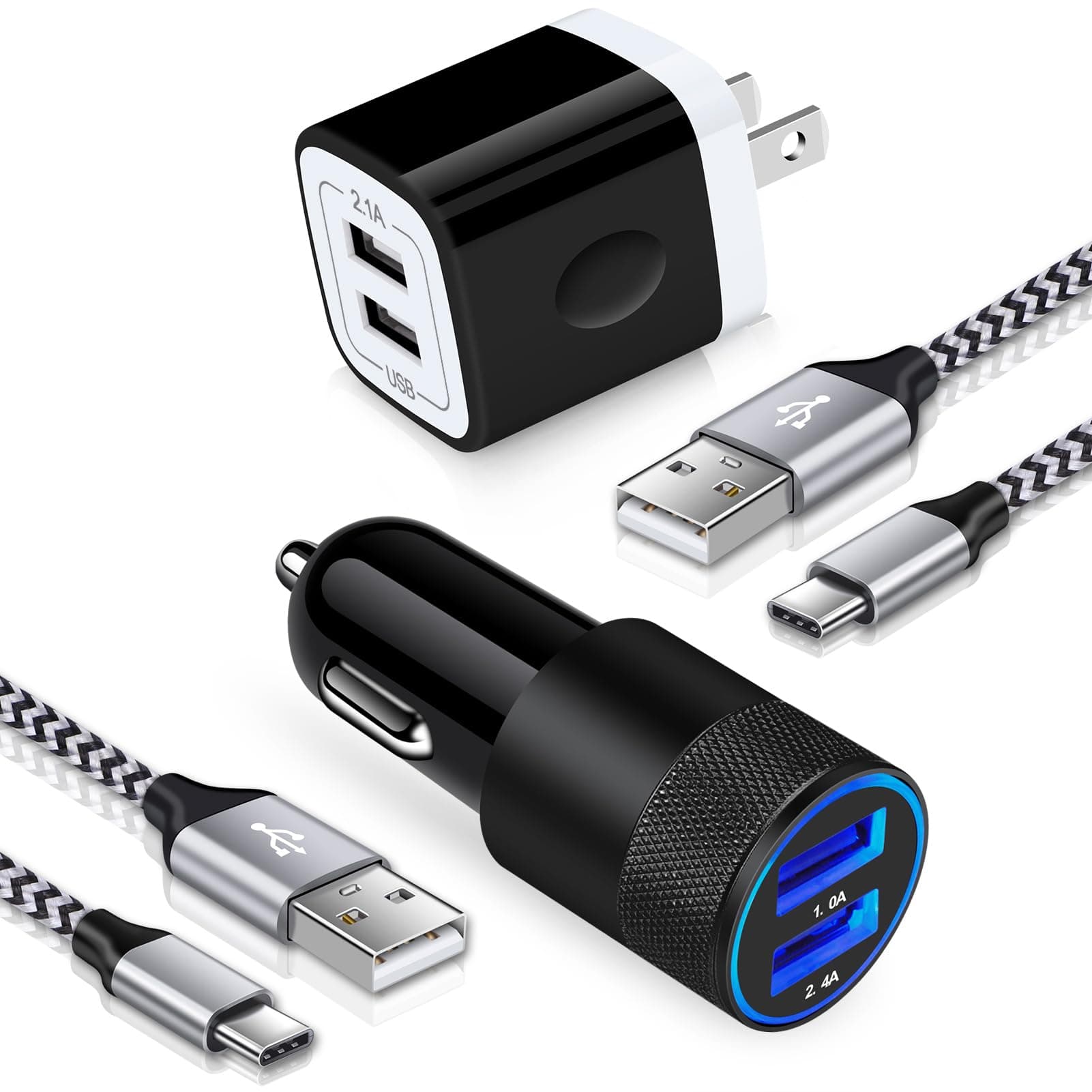 USB C Samsung Fast Car Charger for Galaxy S26 Ultra S26 S25 Ultra S25 FE A17 A16 A15 A36 A56 Z Flip7 Fold7 A55 iPhone 17e 17 16e 16 15 Pro Max,Rapid Wall Charger+Car Charger Adapter+2 Type C Cable 3ft