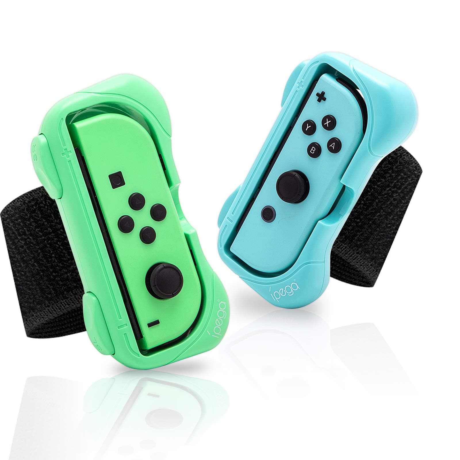 HEATFUN Wrist Bands for Just Dance 2020 Switch, Adjustable Hand Strap for Joy-Cons Controller, One Size for Adult and One Size for Child - 2 Pack (Animal Crossing Blue and Green)