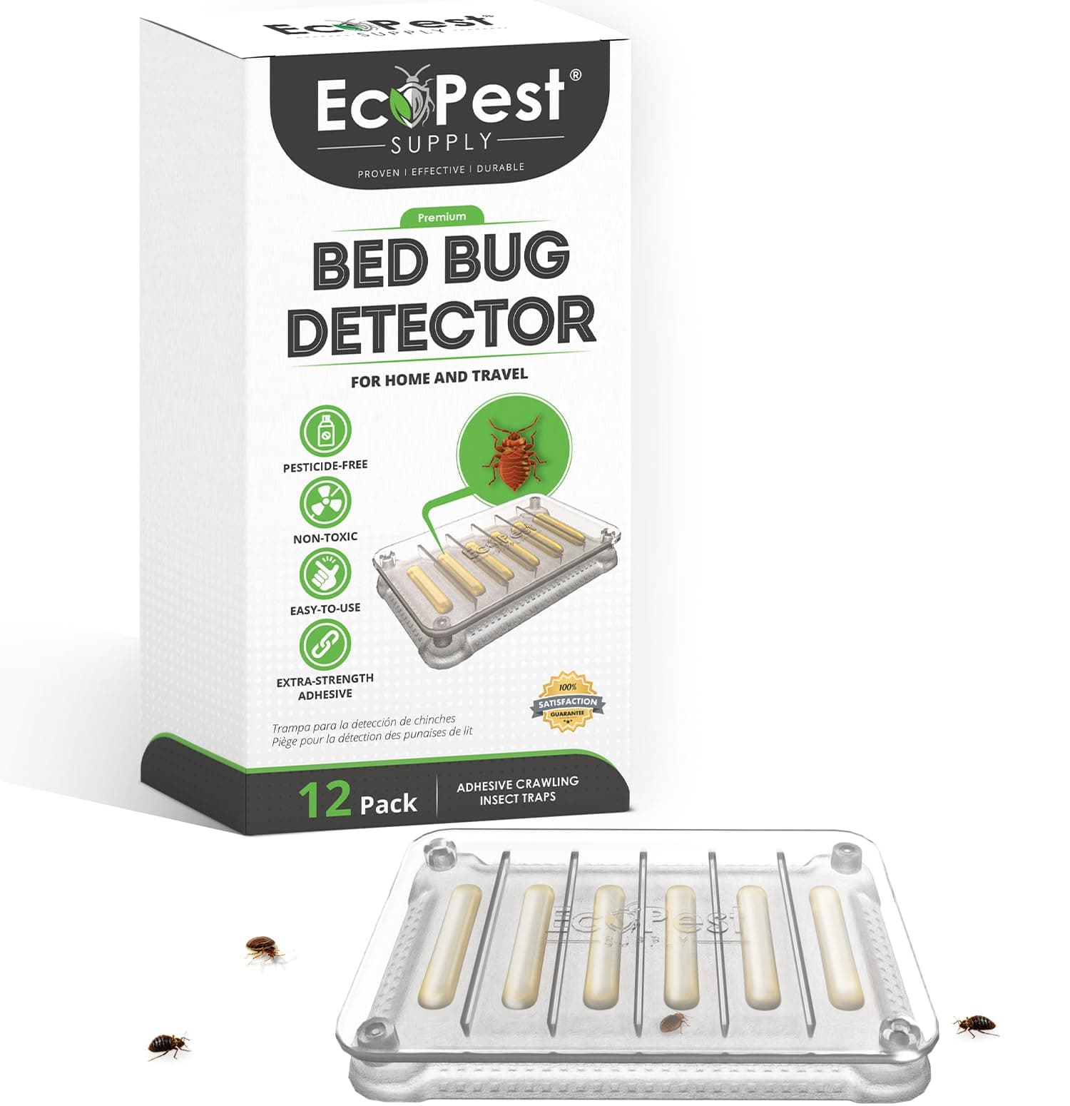 Bed Bug Detector – 12 Pack | Early Detection Bed Bug Trap, Monitor, and Detector for Home and Travel | Indoor Pest Control Traps for Bedbugs