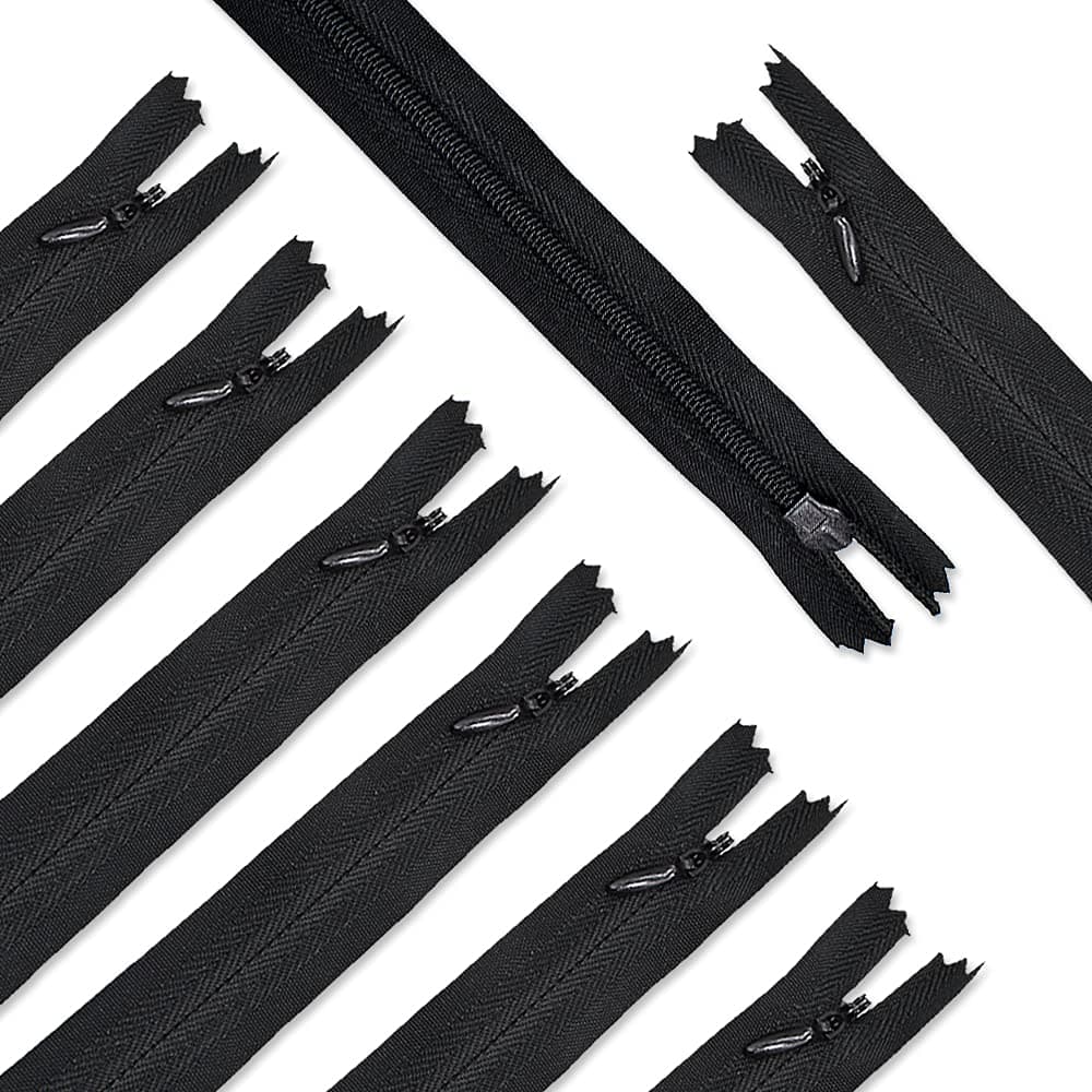 Renashed Nylon #3 Invisible Zippers 45pcs 21.5 Inch for Tailor Sewer Sewing Craft Crafter's Special Black