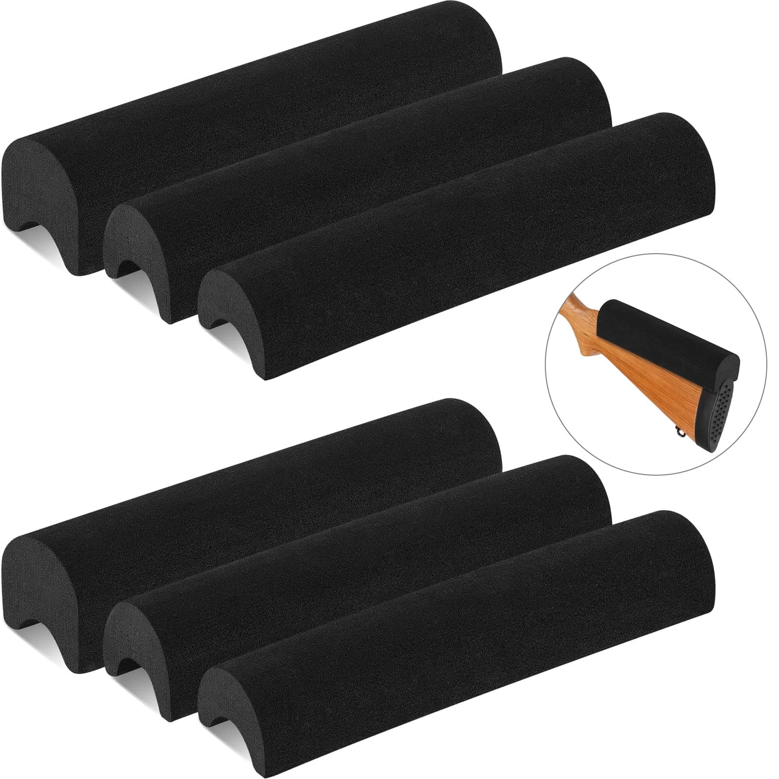 6 Pieces Rifle Cheek Riser Rest Pad Black EVA Foam Non Slip Cheek Riser for Rifle Gun Buttstock Cover