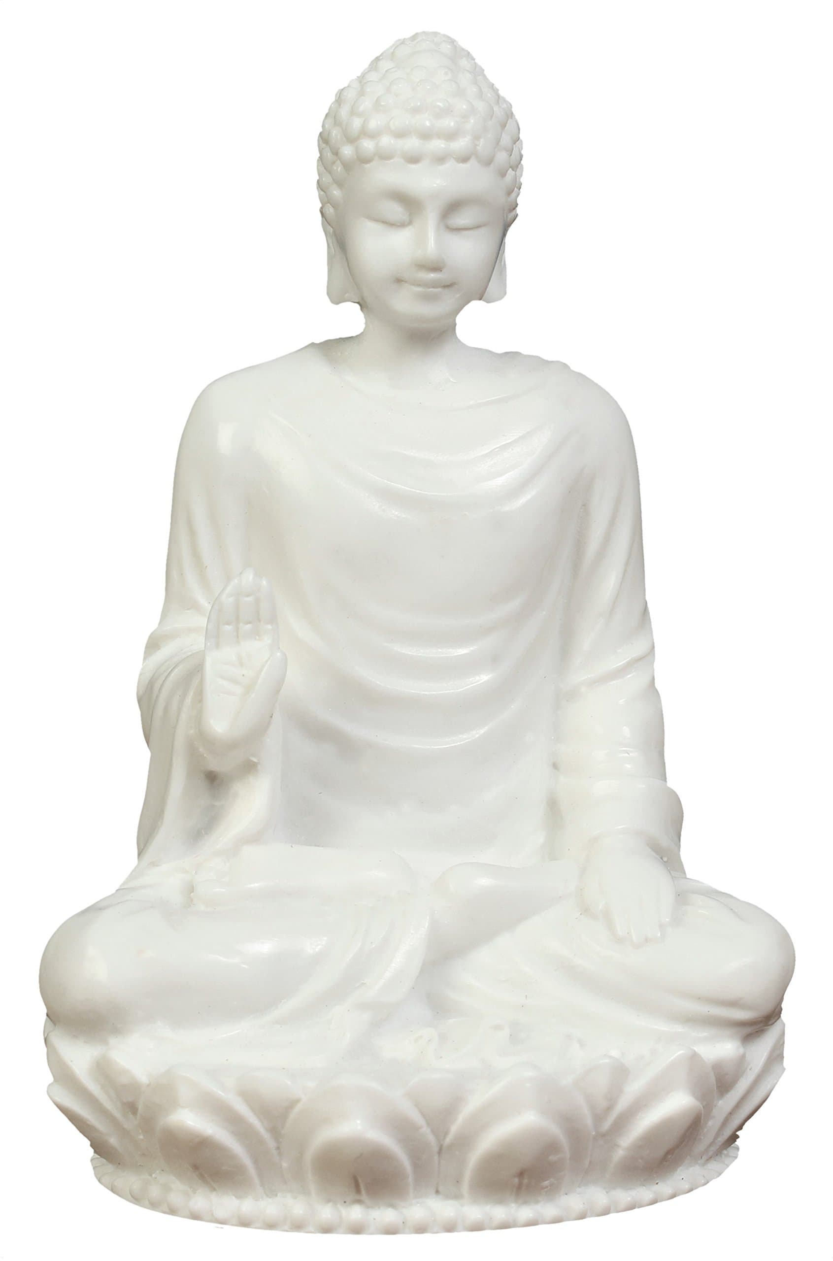 3in Buddha Statue / Idol / Decorative Figurine: Poly Marble with White Marble Finish. Premium Quality Buddha Idol in Meditation Pose. Serene Small Buddha Statue. Buddha Décor for Good Luck.