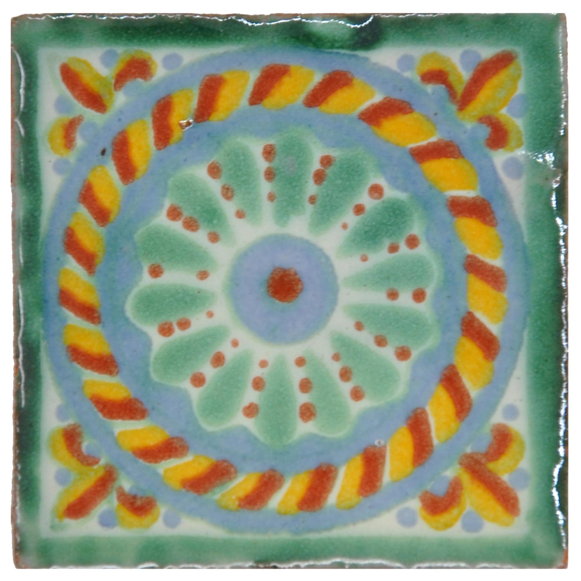Handmade Mexican Talavera Tile - Authentic Style Quinta Ceramic Tiles for Crafts, Backsplashes and Home Improvement - Individual Tile