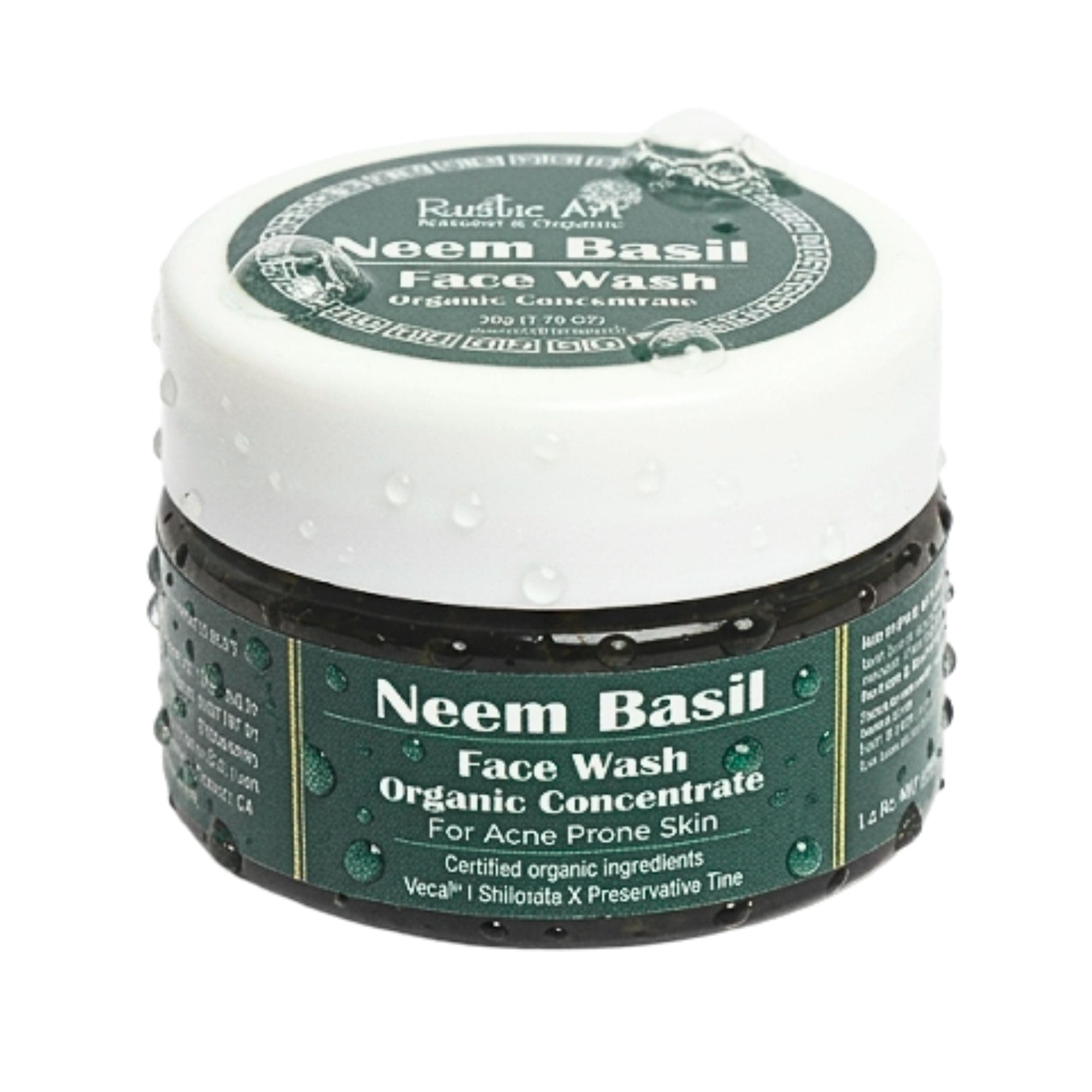 Rustic Art Organic Neem Basil Face Wash Concentrate for Deep Cleansing | Anti-Bacterial Anti-Fungal | 50gm