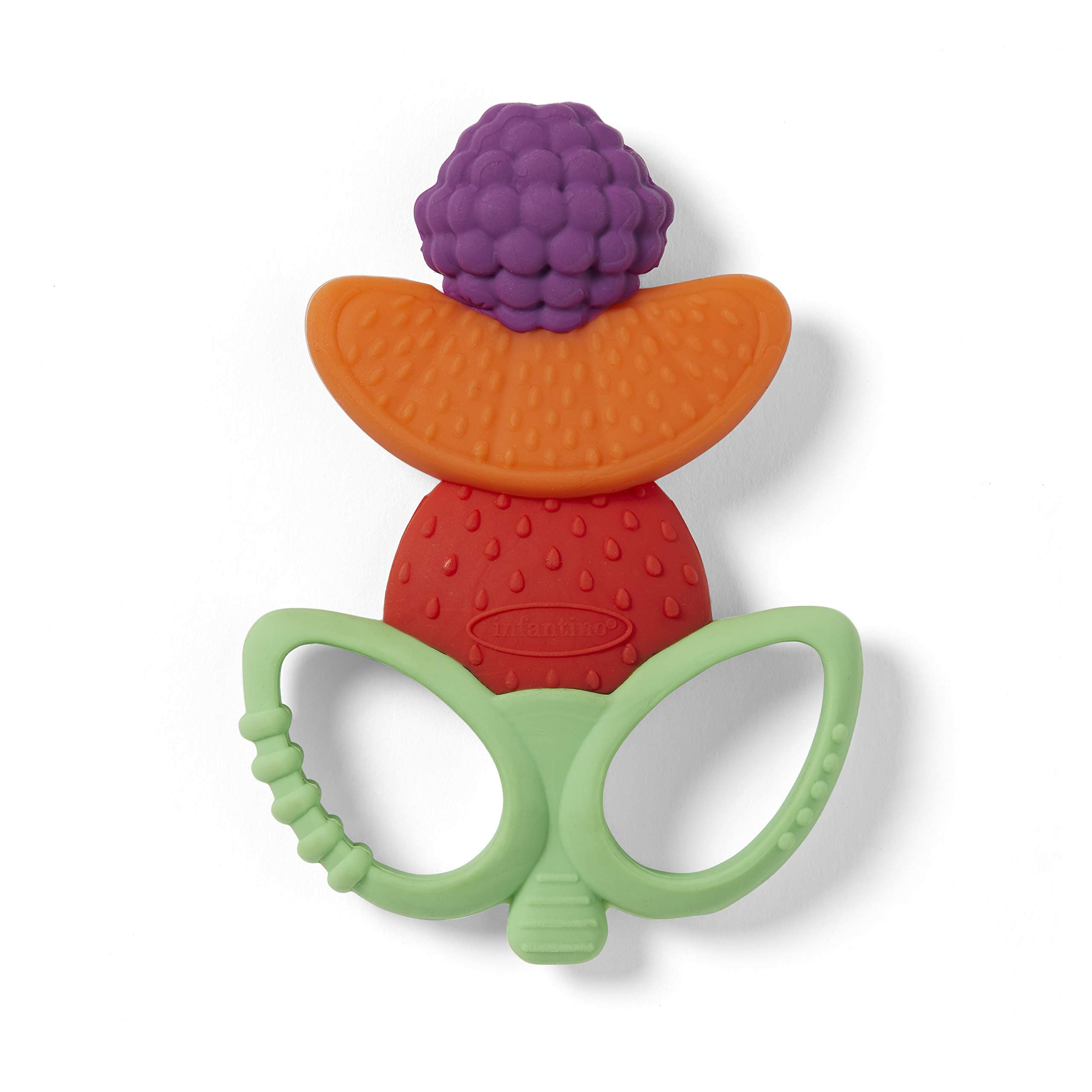 Infantino Lil' Nibble Teethers Fruit Kabob - Silicone Soft-Textured teether for Sensory Exploration and Teething Relief, with Easy to Hold Handles