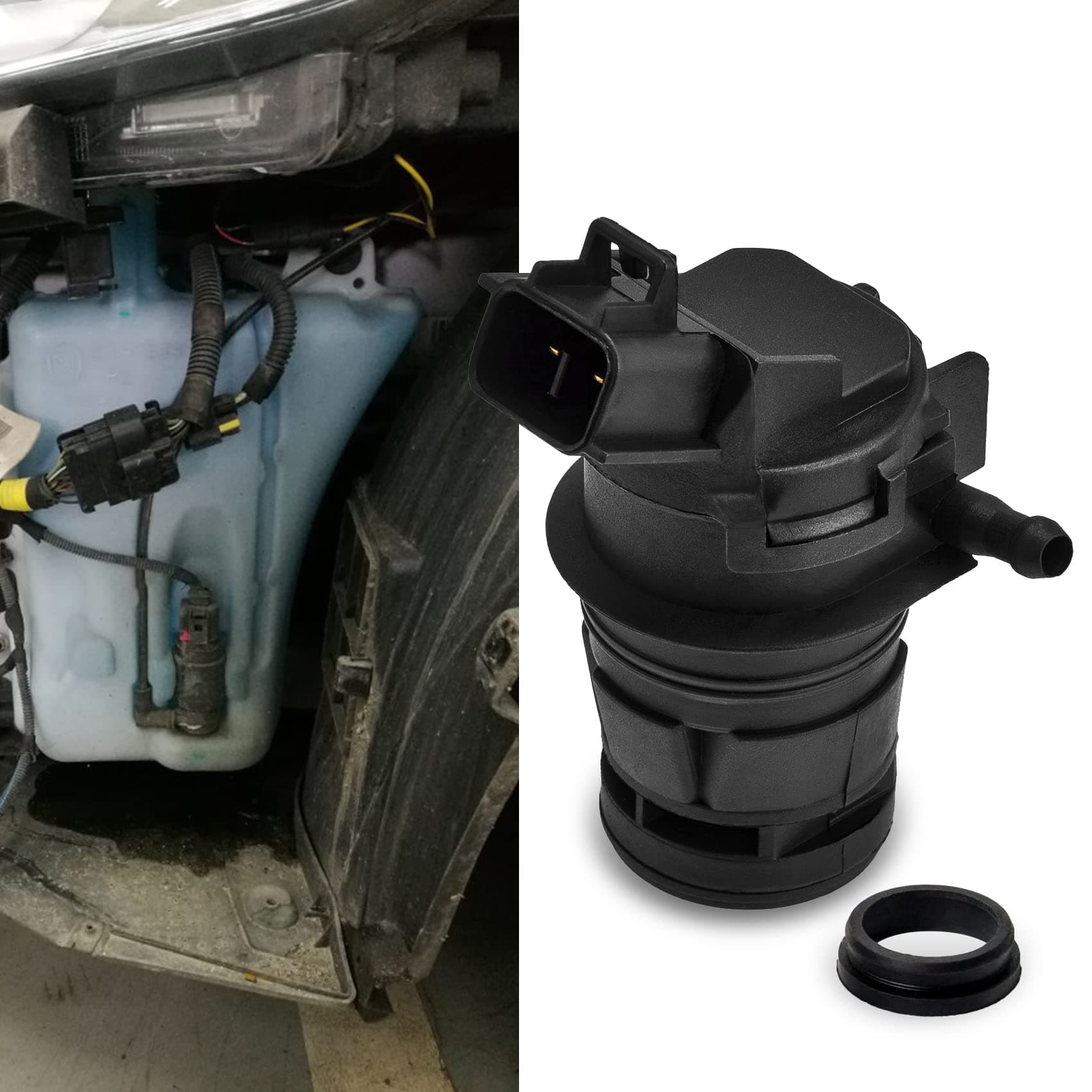 deemars Windshield Washer Pump Replacement OEM#85330-60190, 85330-AE010 with Grommet, Windshield Wiper Pump Suitable for Most Vehicles, Standard Windshield Washer Fluid Pump