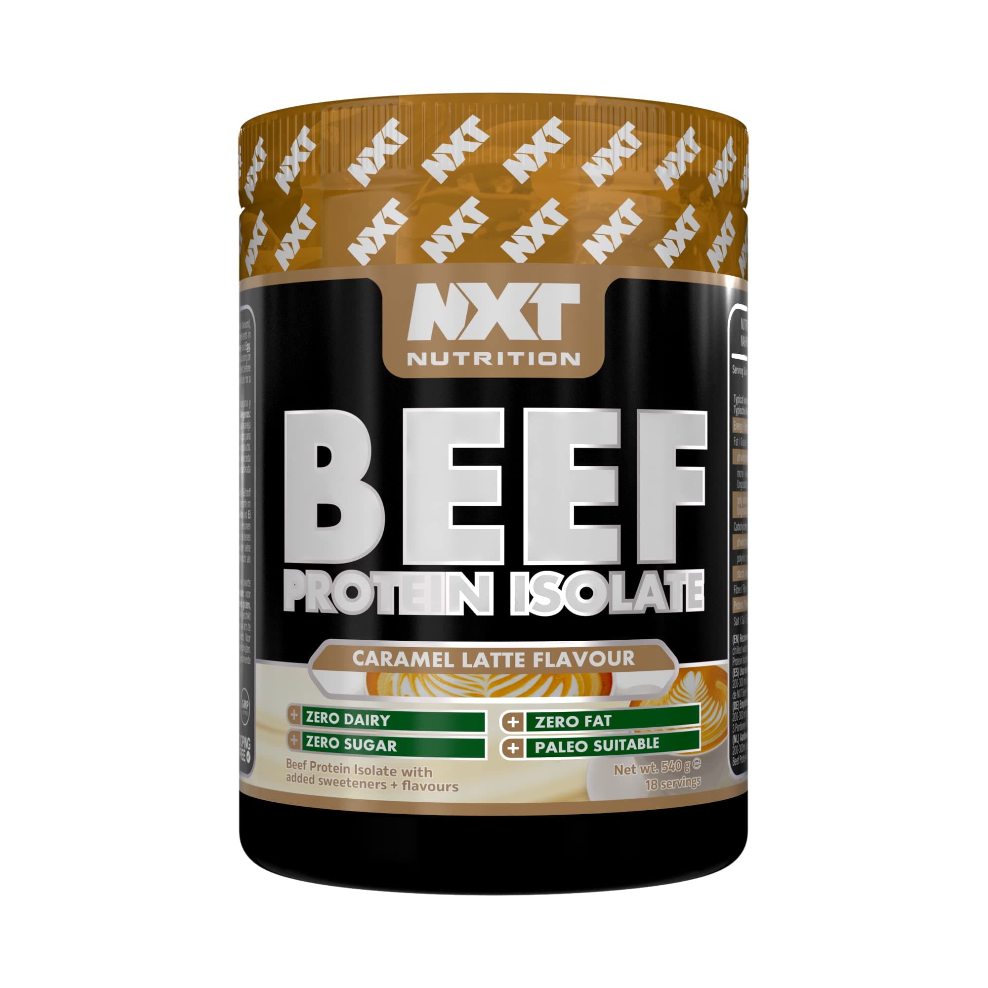 NXT Beef Protein Isolate 540g - High Protein Powder in Natural Amino Acids - Paleo, Keto Friendly - Dairy and Gluten Free | 540g (Caramel Latte)