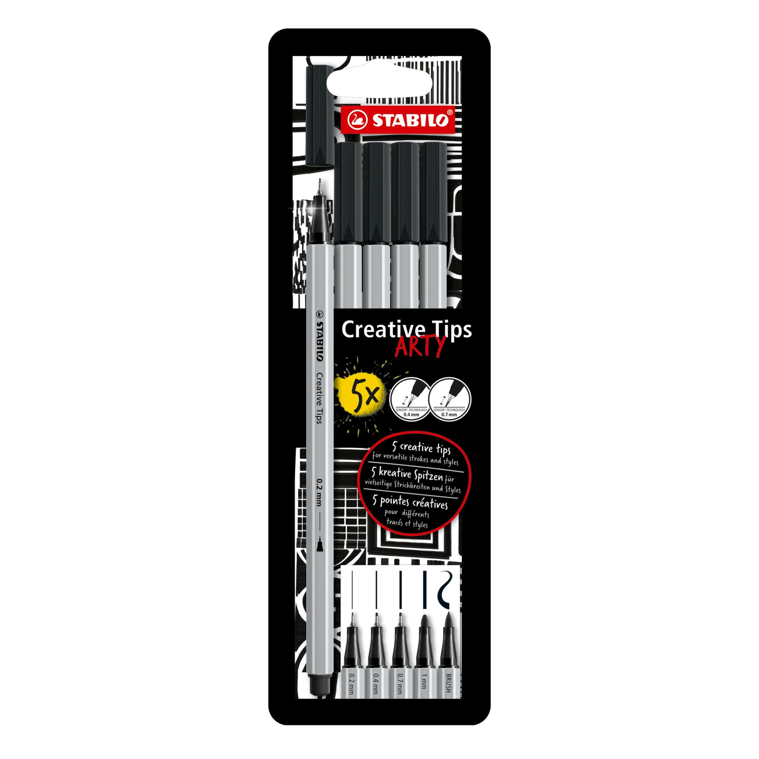 Multi-Tip Pen Set - Creative Tips - ARTY - Pack of 5 - Black