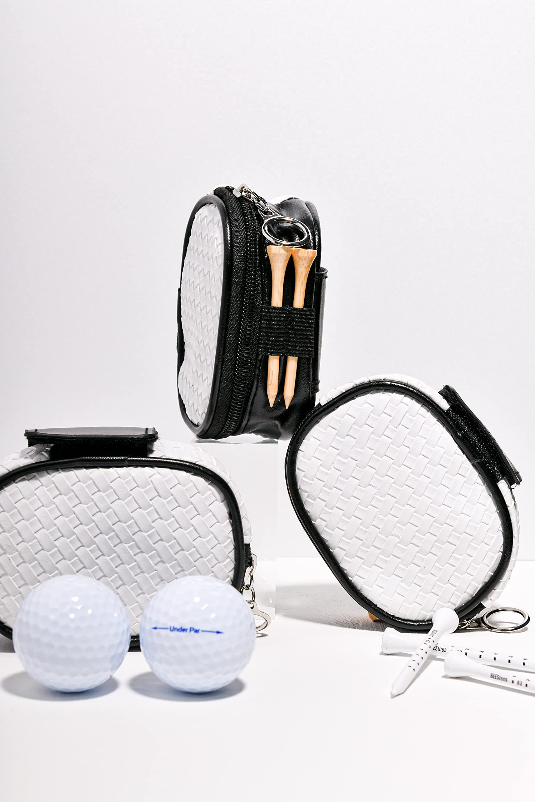 Long Drive Cheat Key Golf Ball Pouch Tee Holder Belt Waist Bag, Golf Sports Accessory Holds 4Balls and 2 Golf Tees