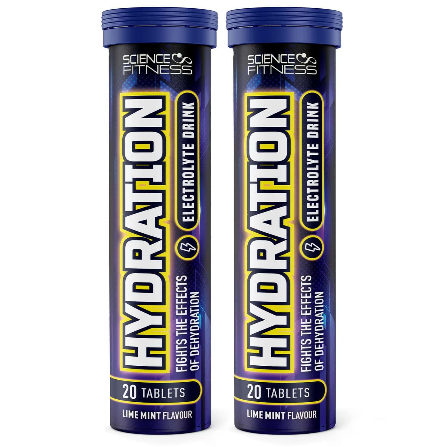 Hydration Tablets with Electrolytes by Science Fitness - Rehydration Effervescent with Electrolytes & Added Vitamins -20 Tablets (2 Tubes)