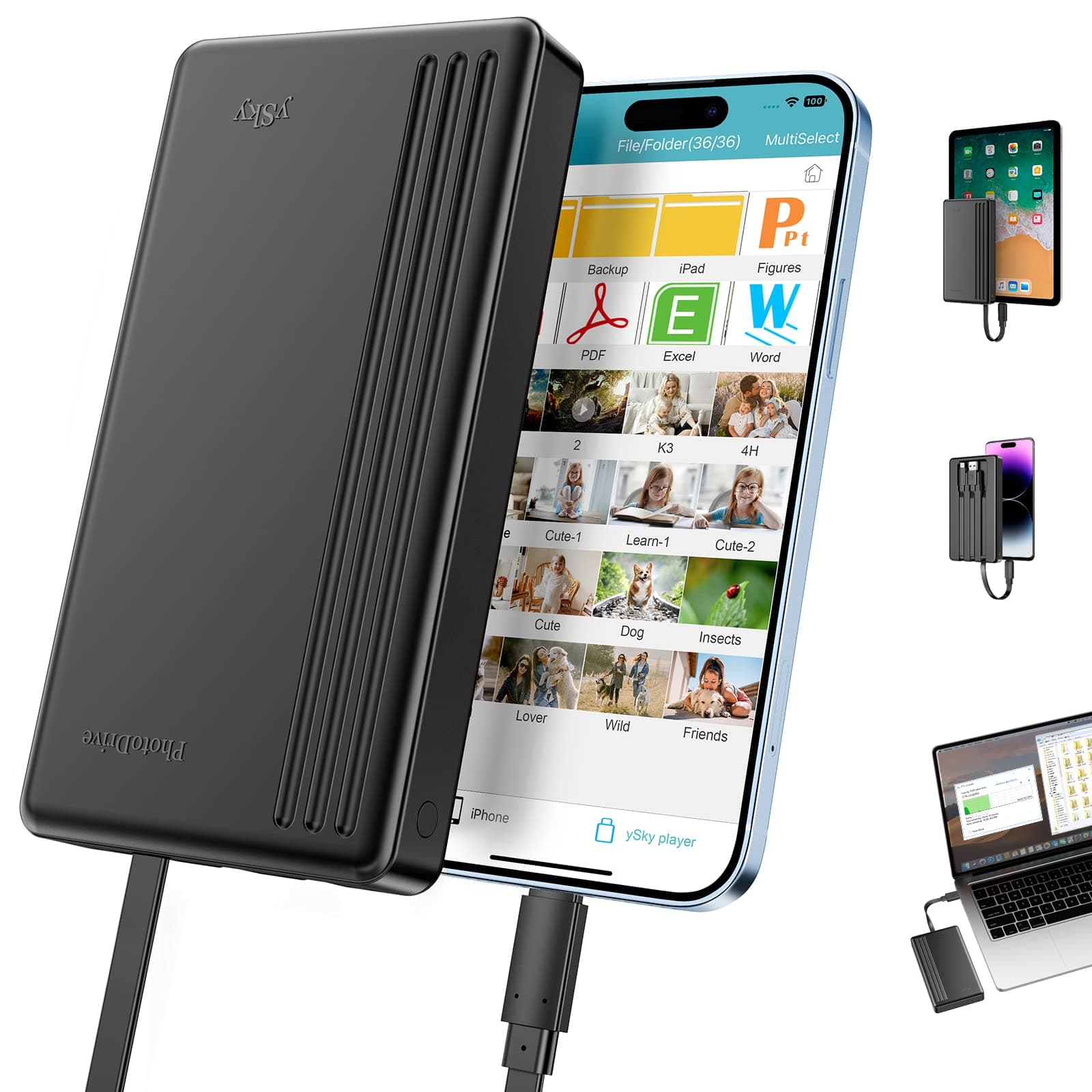 - 2TB External Hard Drive for iPhone & iPad,MacBook,Windows Computer,USB C Android Phones:Photo Stick USB Flash Drive for iPhone 17/16/ 15/14/13/12 to Backup Photo| Video | Music| File(MFi Certified)