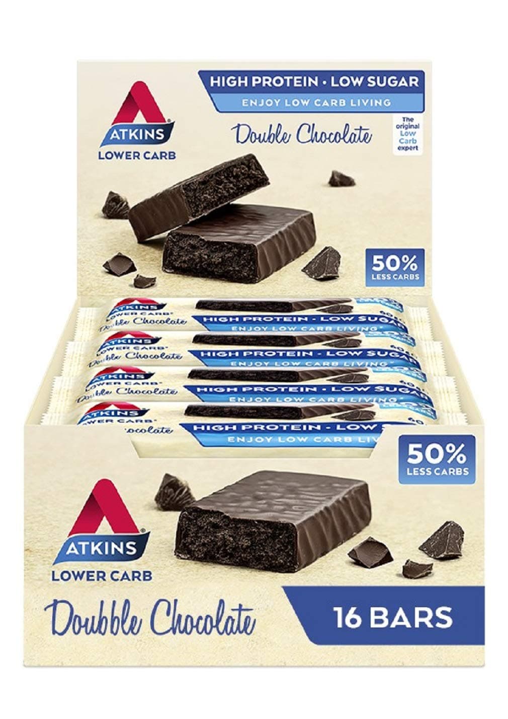 Atkins Double Chocolate Bars, 16 x 60g