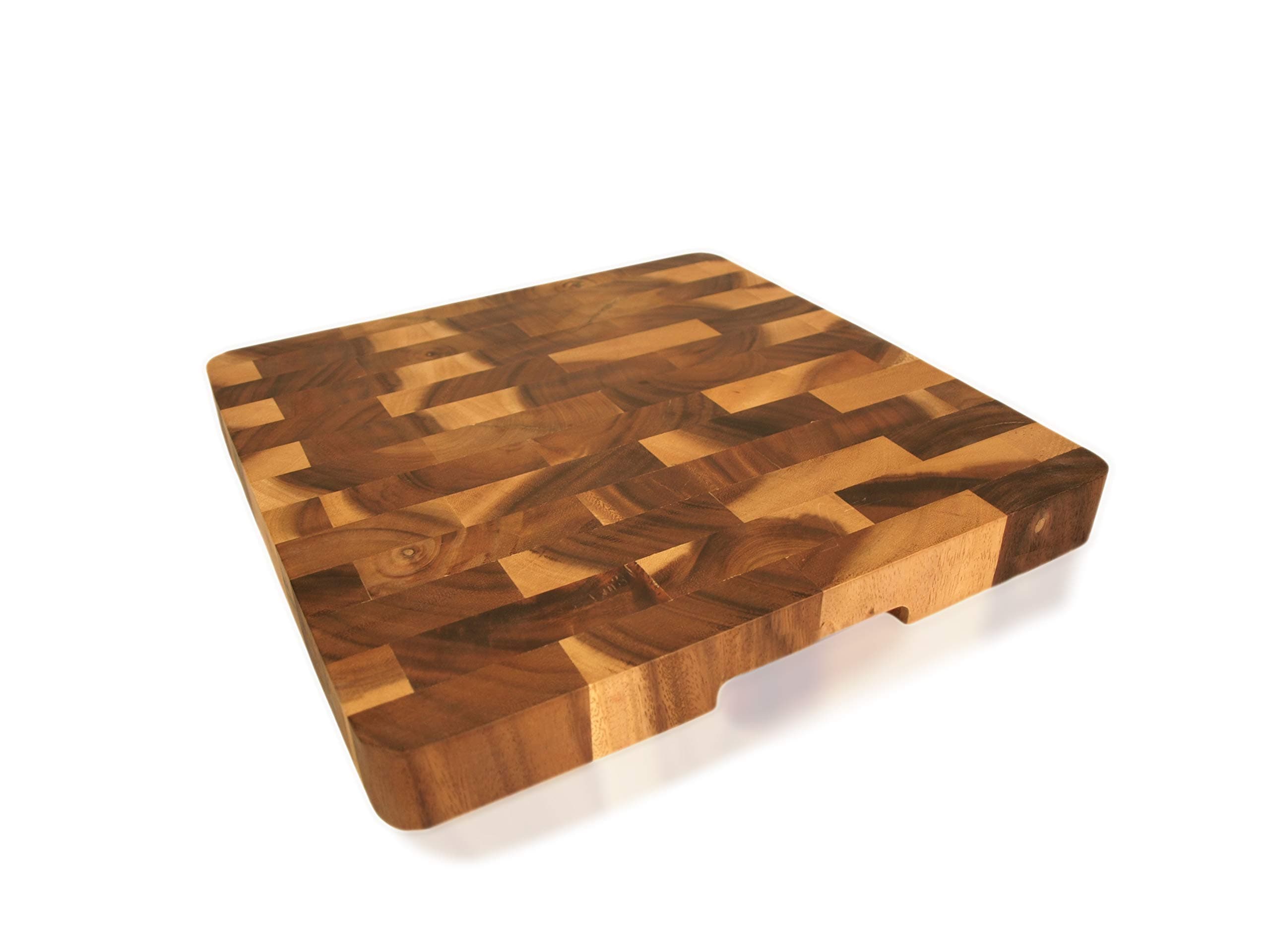 roro Wood Square End-Grain Chef Cutting Board and Block, 14 Inch Acacia Square