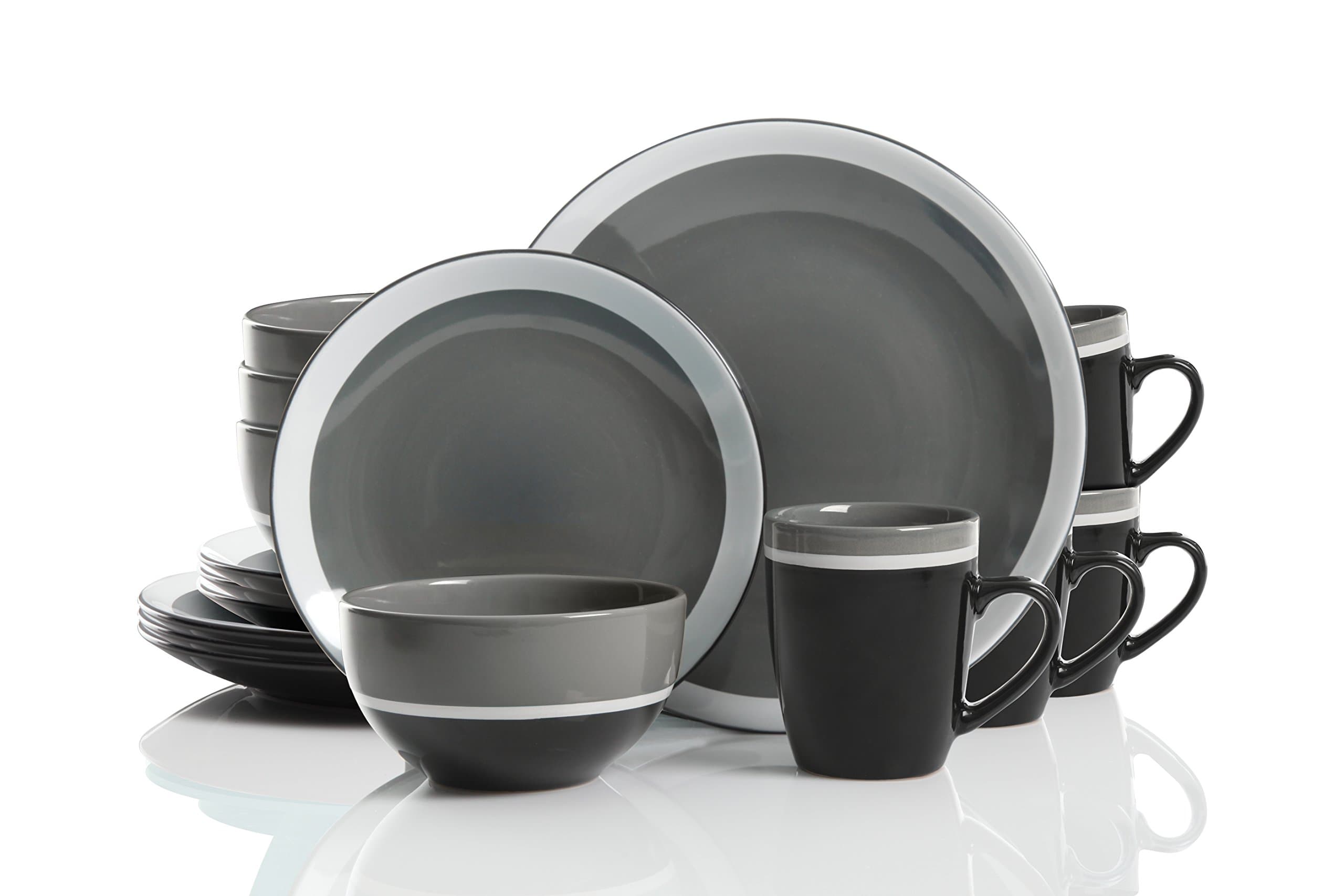 Gibson Studio Color Eclipse 16 Piece Dinnerware Set, Grey