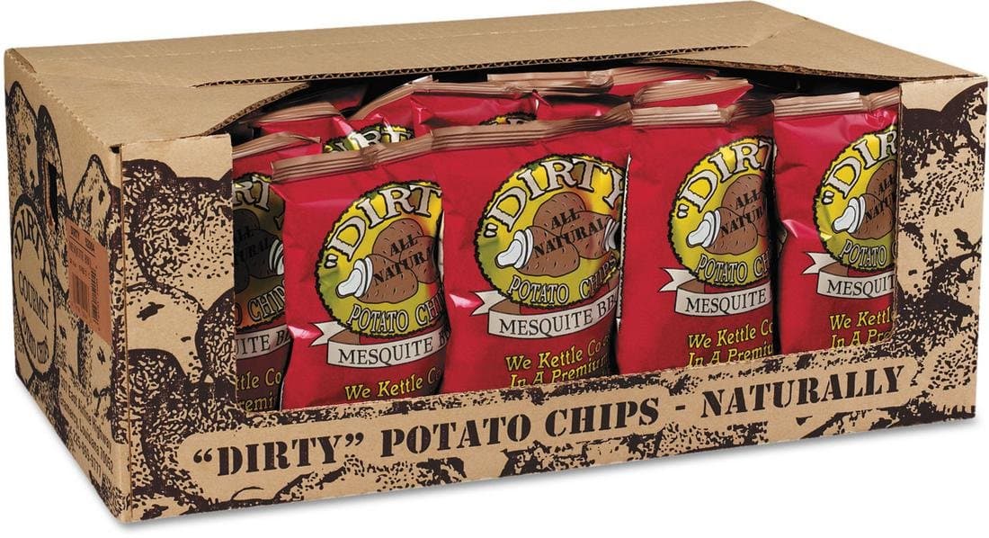 Dirty Kettle Potato Chips, Mesquite BBQ, 2 oz. Bag, 25 Count – Gluten Free, Skins On, Crunchy Chips, Sweet and Smoky BBQ Flavor, Great for Lunches or Snacking on the Go