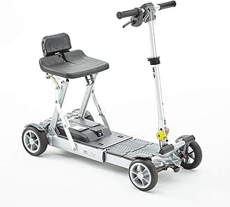 New Model Motion Healthcare mLite Folding Electric Mobility Scooter with Removeable Battery– Total Weight17.8 Kg - Operated – Extendable Floor Pan –On and Off Board Charging – Grey