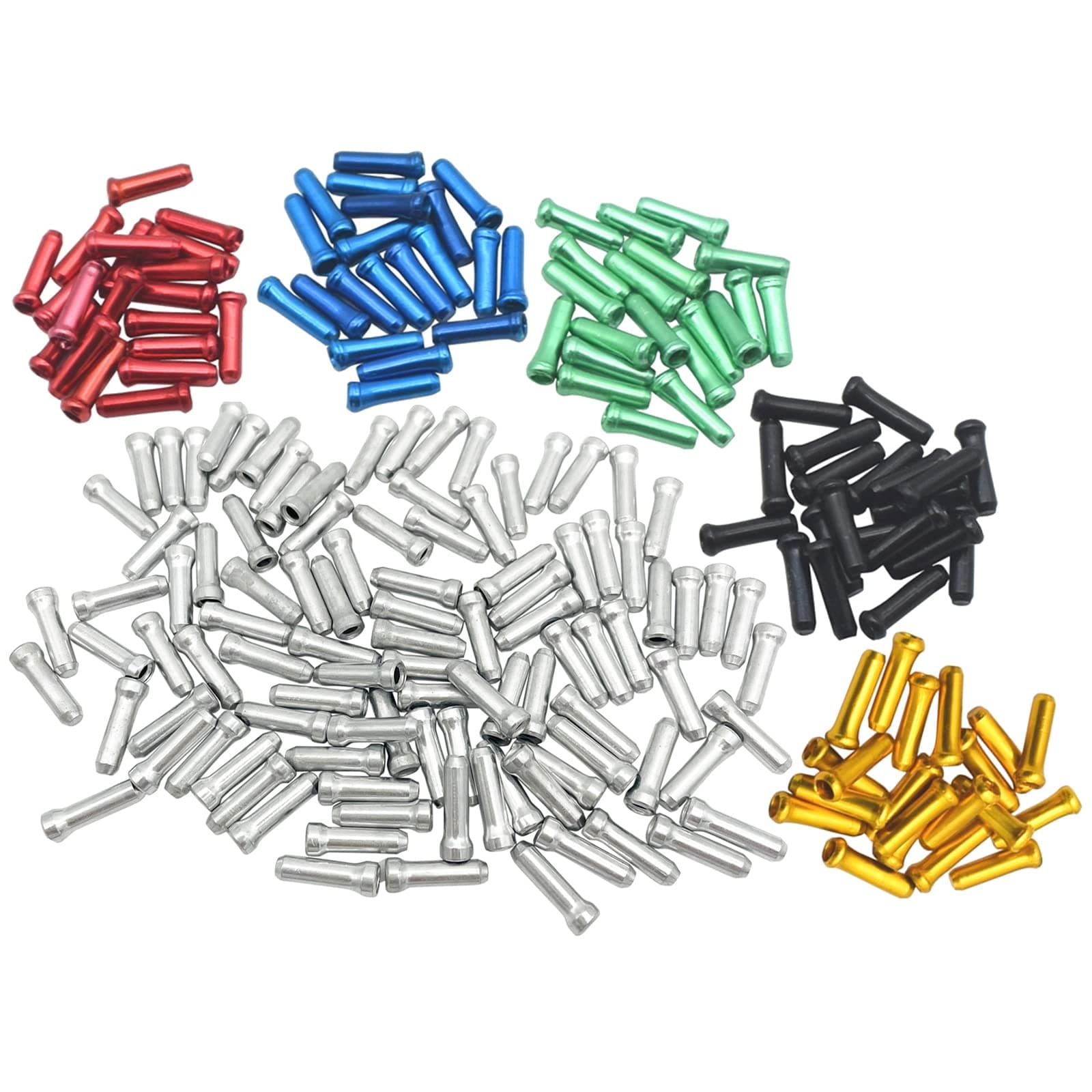 200pcs Brake Cable Caps Bike Shift Cable Gear Wire End Tips Crimp for Road Mountain Bikes Black Silver Green Blue Golden Red
