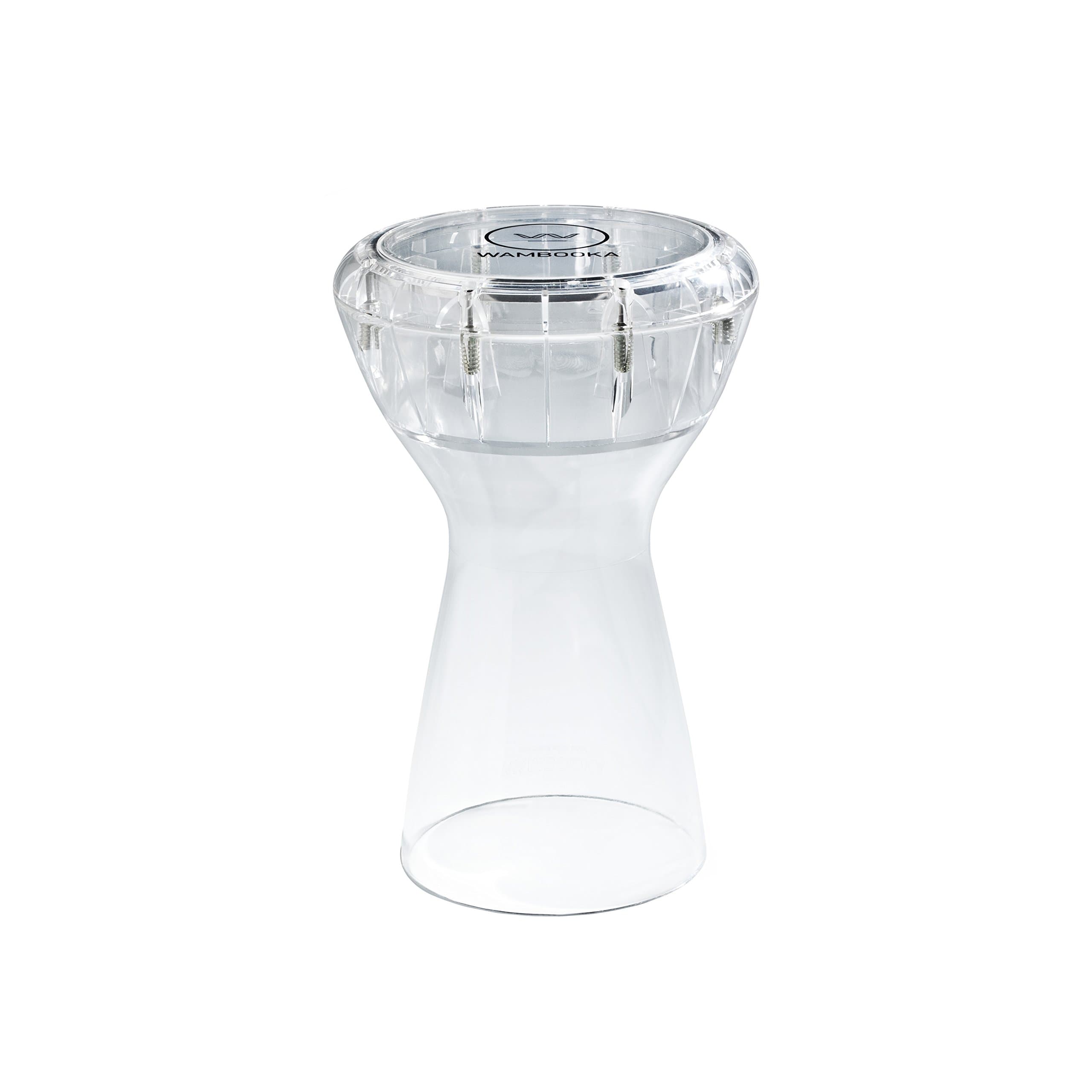 Wambooka Diamond Darbuka Drum with 8.75 inch Head, with Brass tuning keys and Padded Bag 17 inches Length (Crystal Clear PC)