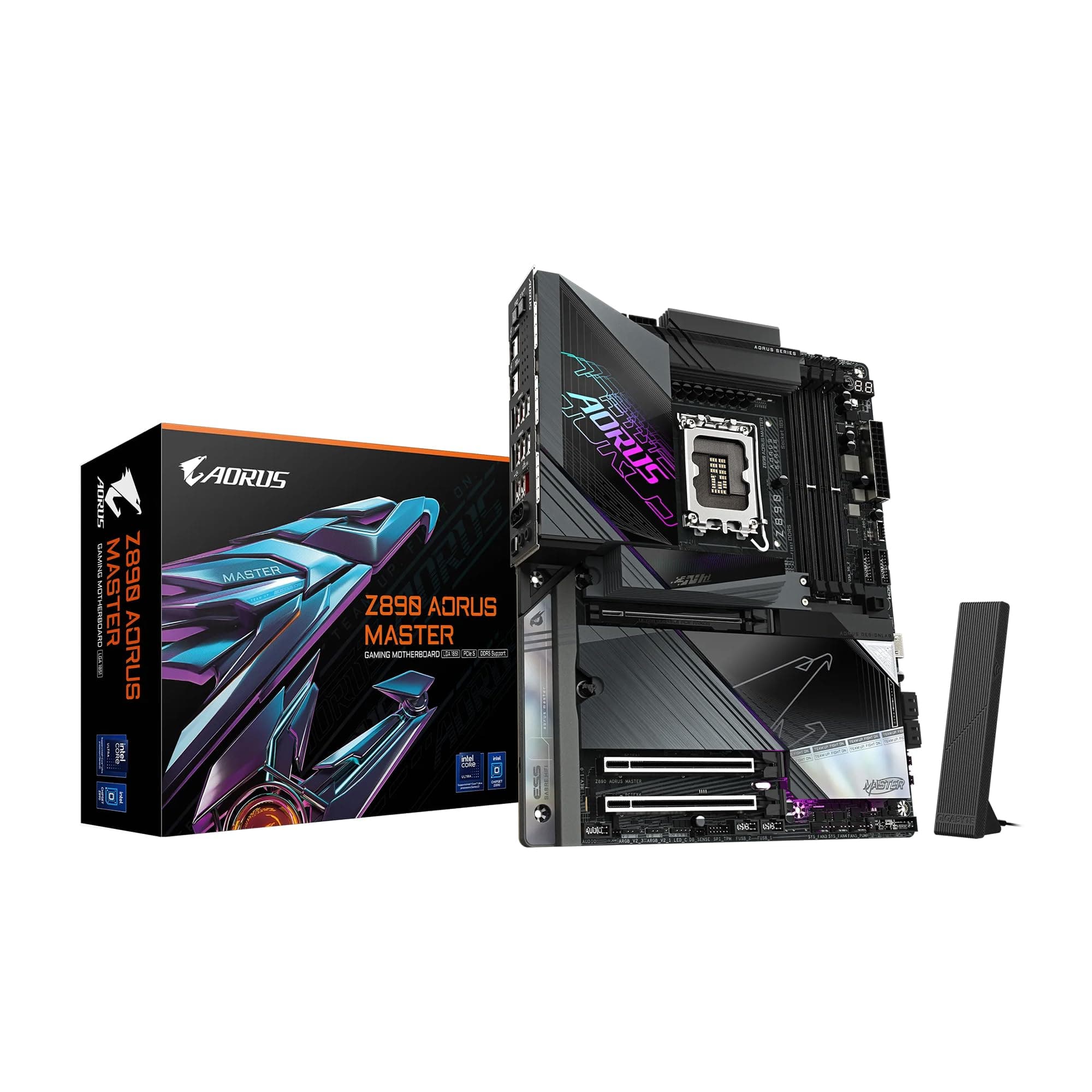 GIGABYTE Z890 AORUS Master Intel Core Ultra (Series 2) LGA 1851 Motherboard, ATX, DDR5, 5X M.2, PCIe 5.0, Thunderbolt 4, WIFI7, 10GbE LAN, EZ-Latch