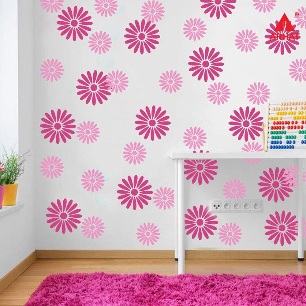 Arhat Stencils Floral Wall Stencils Pack of 2 Pcs (Size:-12" W X 12" L, 7" W X 7 "L Inches) Resuable and Eco-Friendly (Floral-ASR-E125)