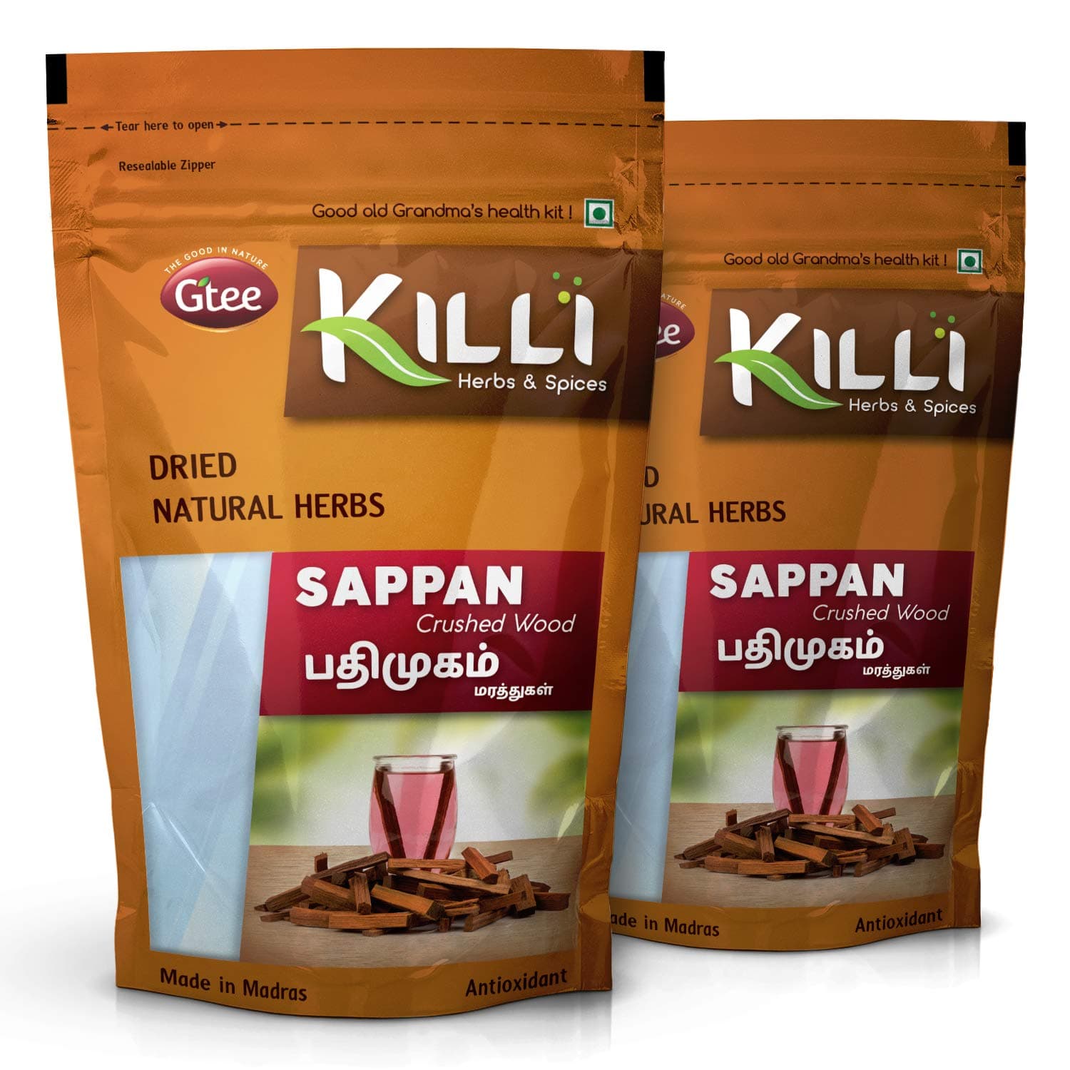 KILLI Sappan Wood | Pathimugam | Patang | Pathimukham Crushed, 100g (Pack of 2)