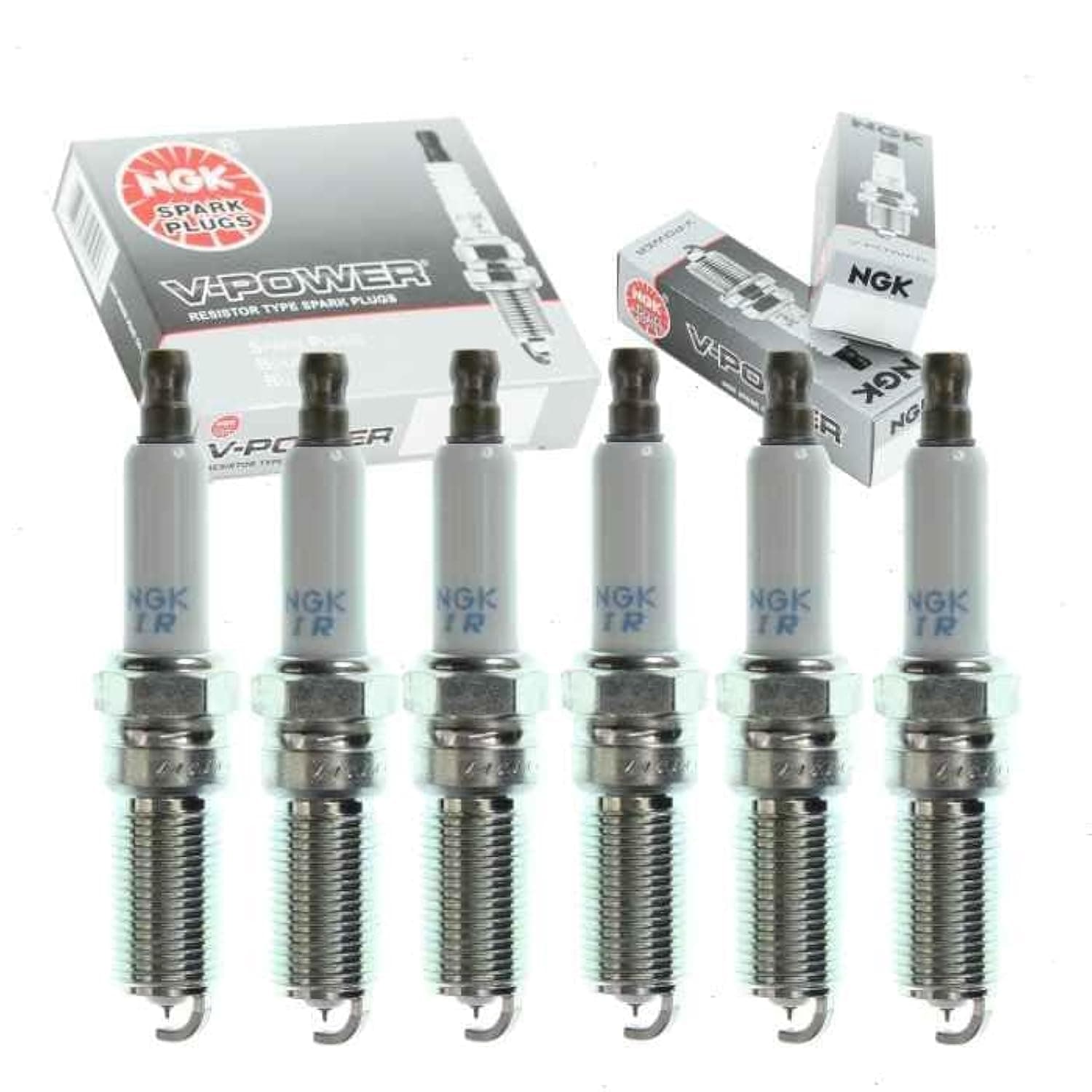6 pc NGK V-Power Spark Plugs compatible with Jeep Wrangler 3.8L V6 2007-2011