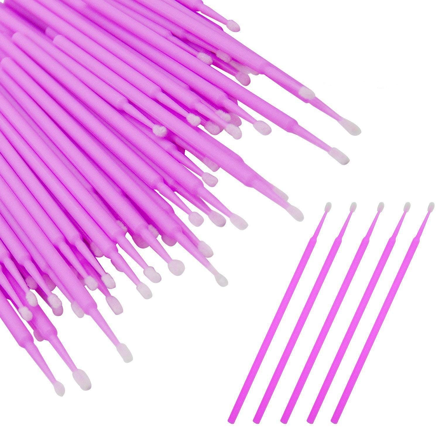 500pcs Bendable Micro Applicator Brushes for Eyelash Extensions Disposable Micro Brush Swabs Wands Micro Tip Applicators Mascara Brush, Pink