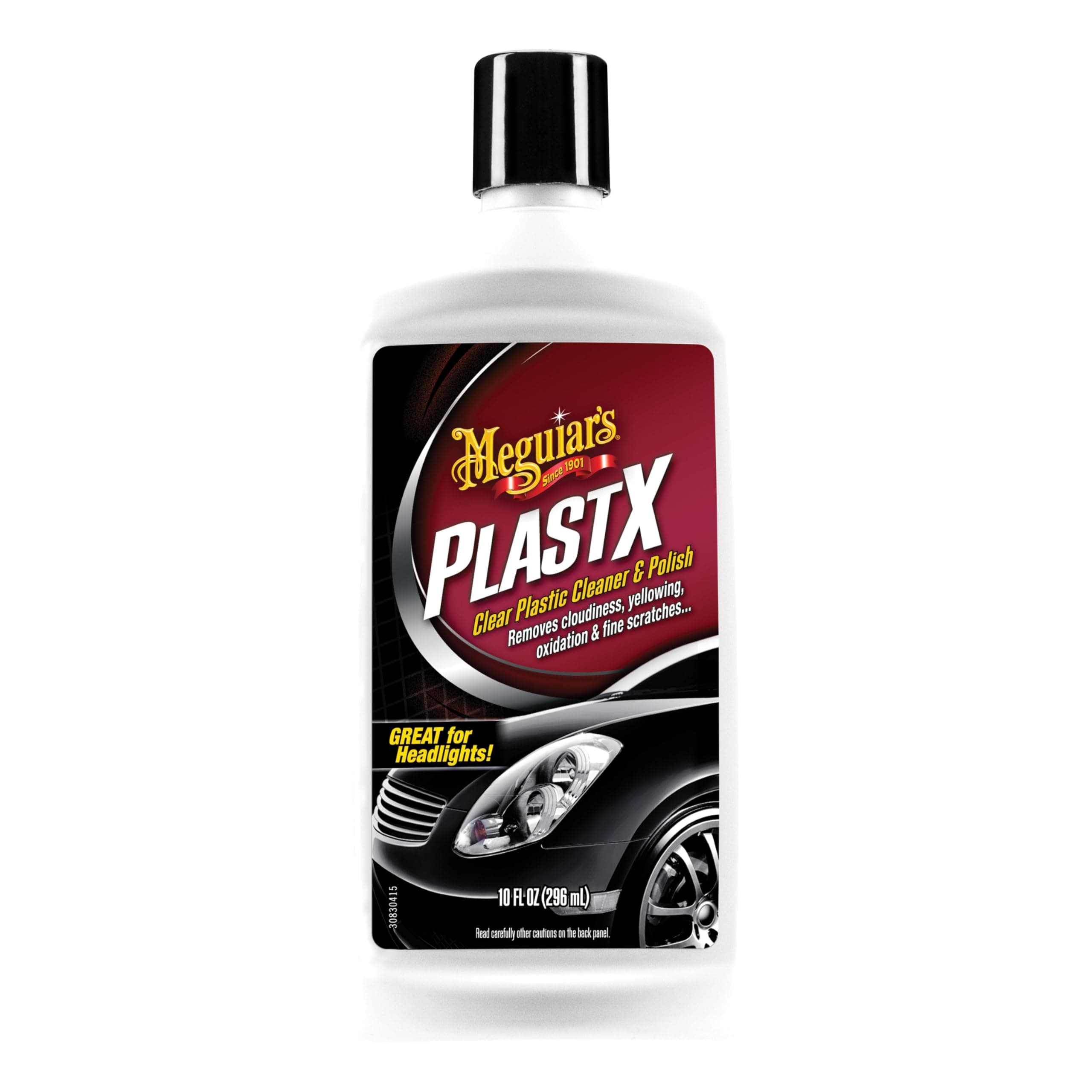 Meguiar's PlastX Clear Plastic Polish, Fast & Easy Clear Plastic Restorer for Headlights, Taillights, Soft Top Windows, and More, Remove Scratches, Cloudiness, Yellowing, and Oxidation, 10 oz.