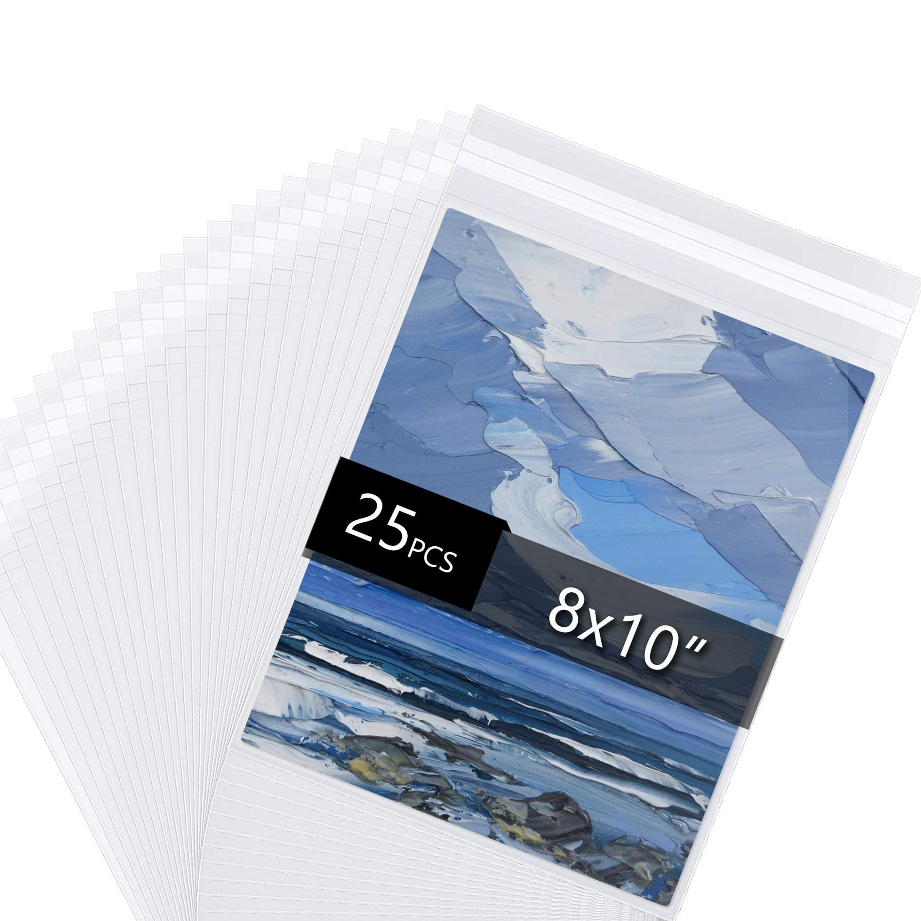 Falling in Art 8 1/2 Inches x 10 3/7 Inches, 1.496mil (Single Side) Crystal Sealed Clear Bags for 8x10 Photots, Artworks and More, Pack of 25