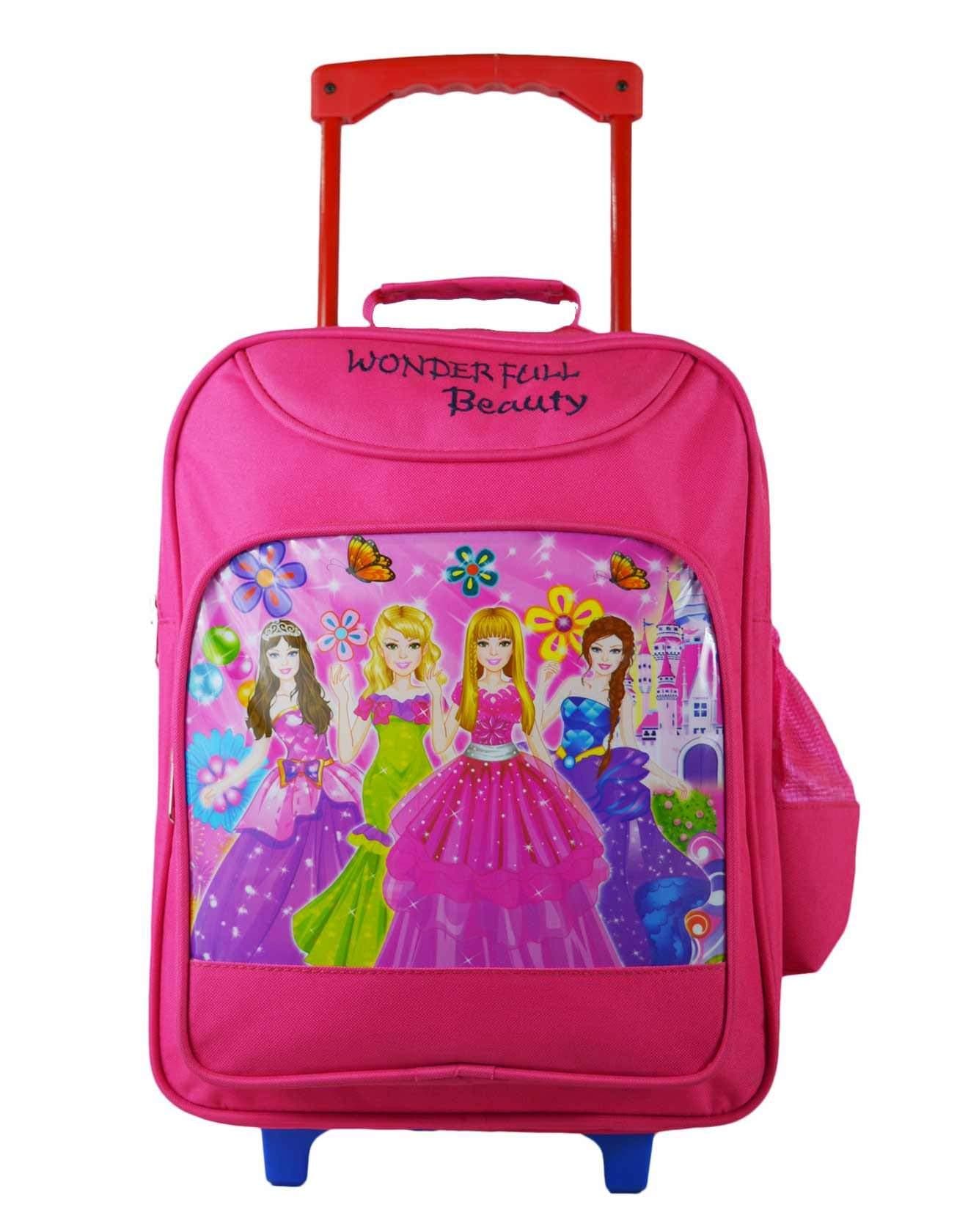 QT SizzlingPolyester Pink Girls Backpack/Trolley Bag