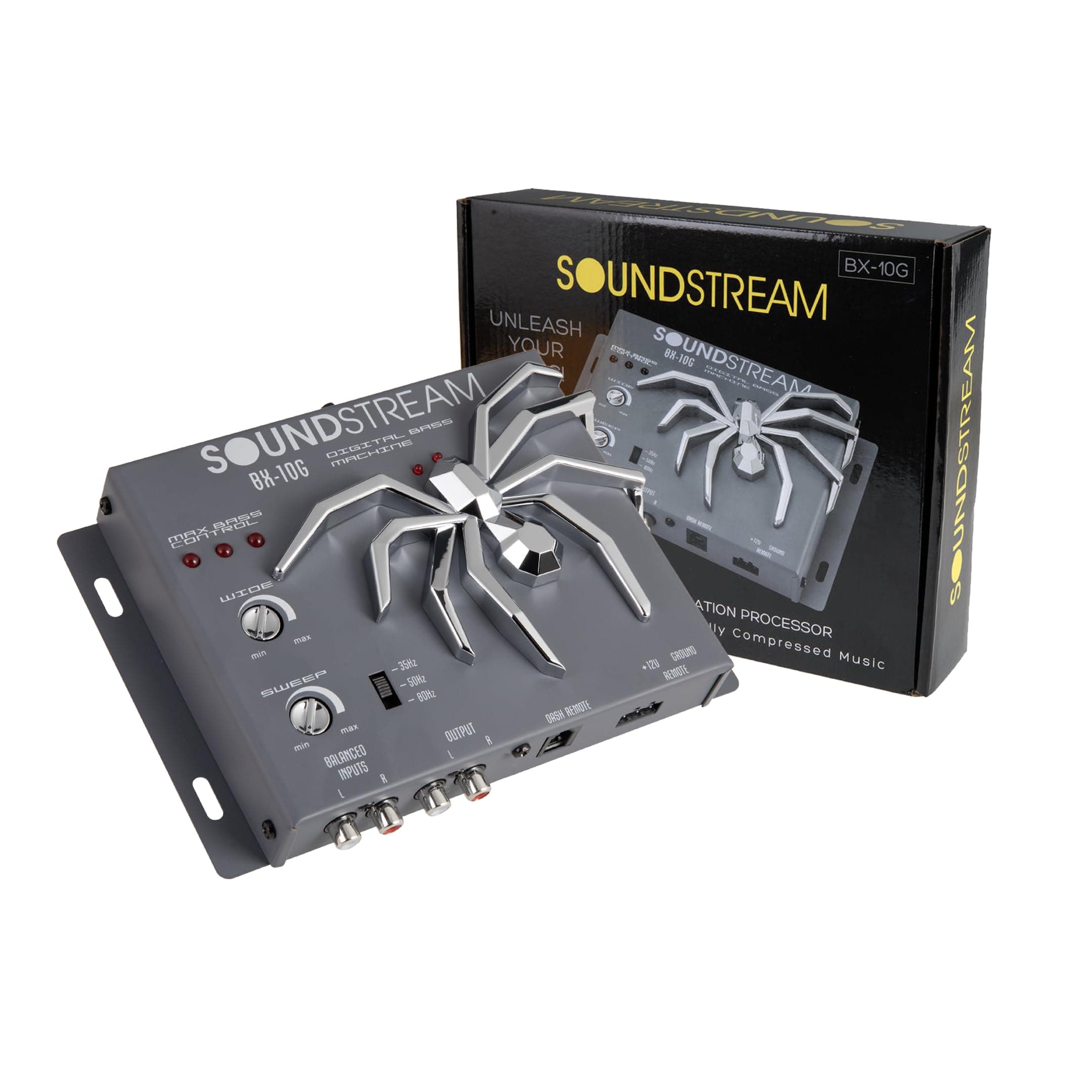 SoundStream BX-10G Bass Restoration Processor with Parametric Bass Equalizer, Digital Bass Processor for Car Audio, Balanced Inputs & Dash Mount Remote Control - Grey