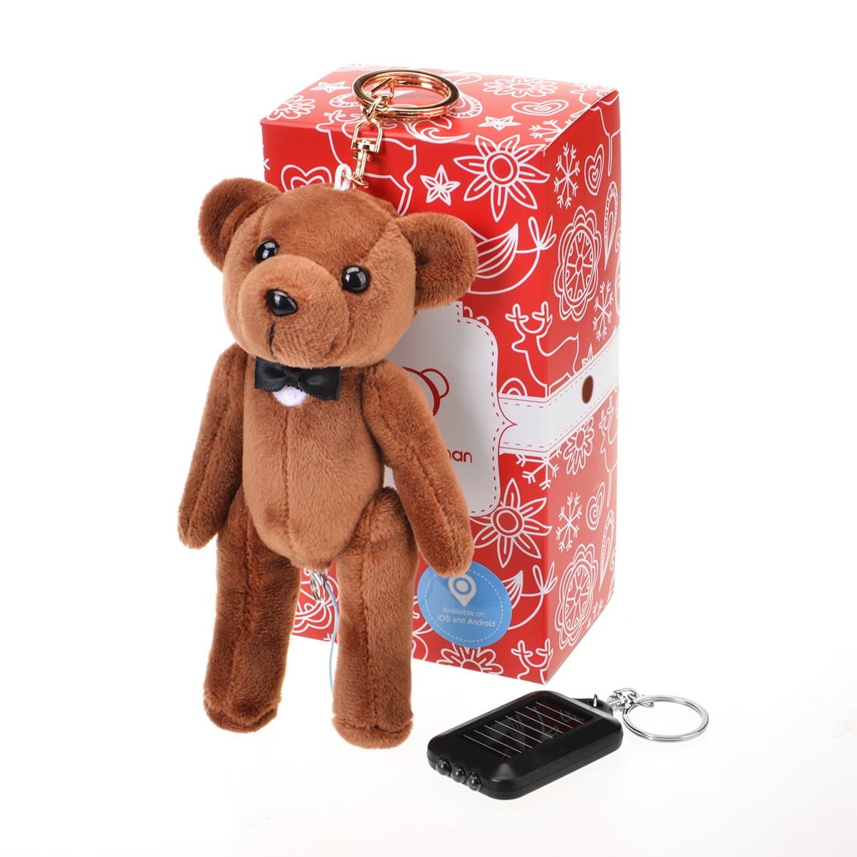 Personal Alarm, Bear Gentleman 130dB Safety Security Panic Emergency Rape Self-defense Personal Alarm Panic with Smart Position Apps and Solar LED Flashlight Keychain for IOS and Android (Brown)