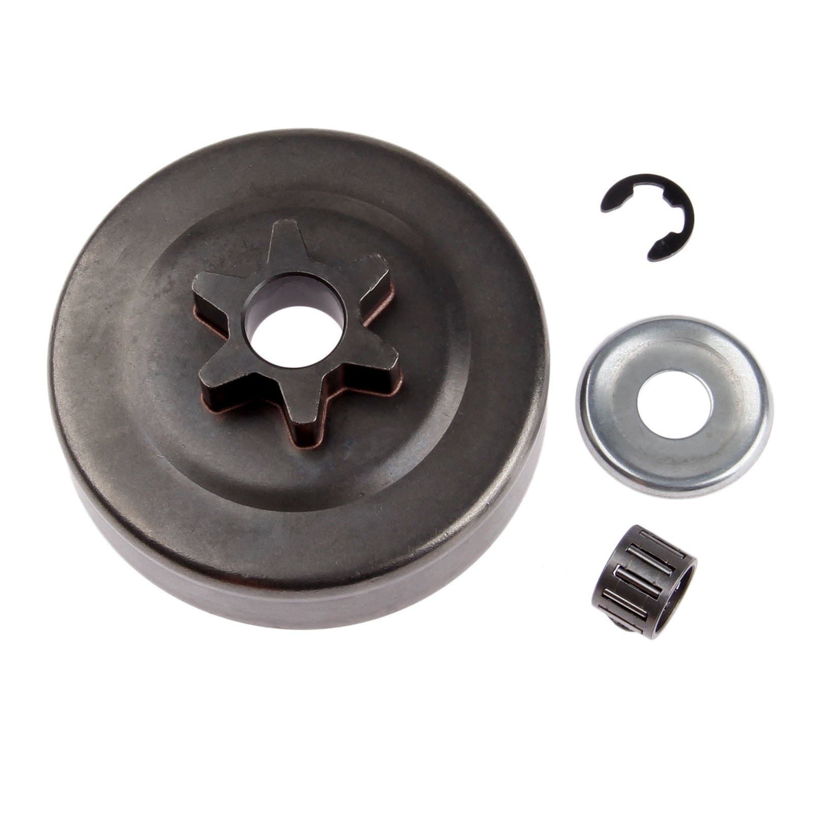 Clutch Drum Sprocket kit 3/8" 6T Washer E-Clip Compatible with STIHL MS170 MS180 017 018 025 251 Chainsaw Replacement Parts with Clutch Drum and Needle Bearing Chainsaw Accessories