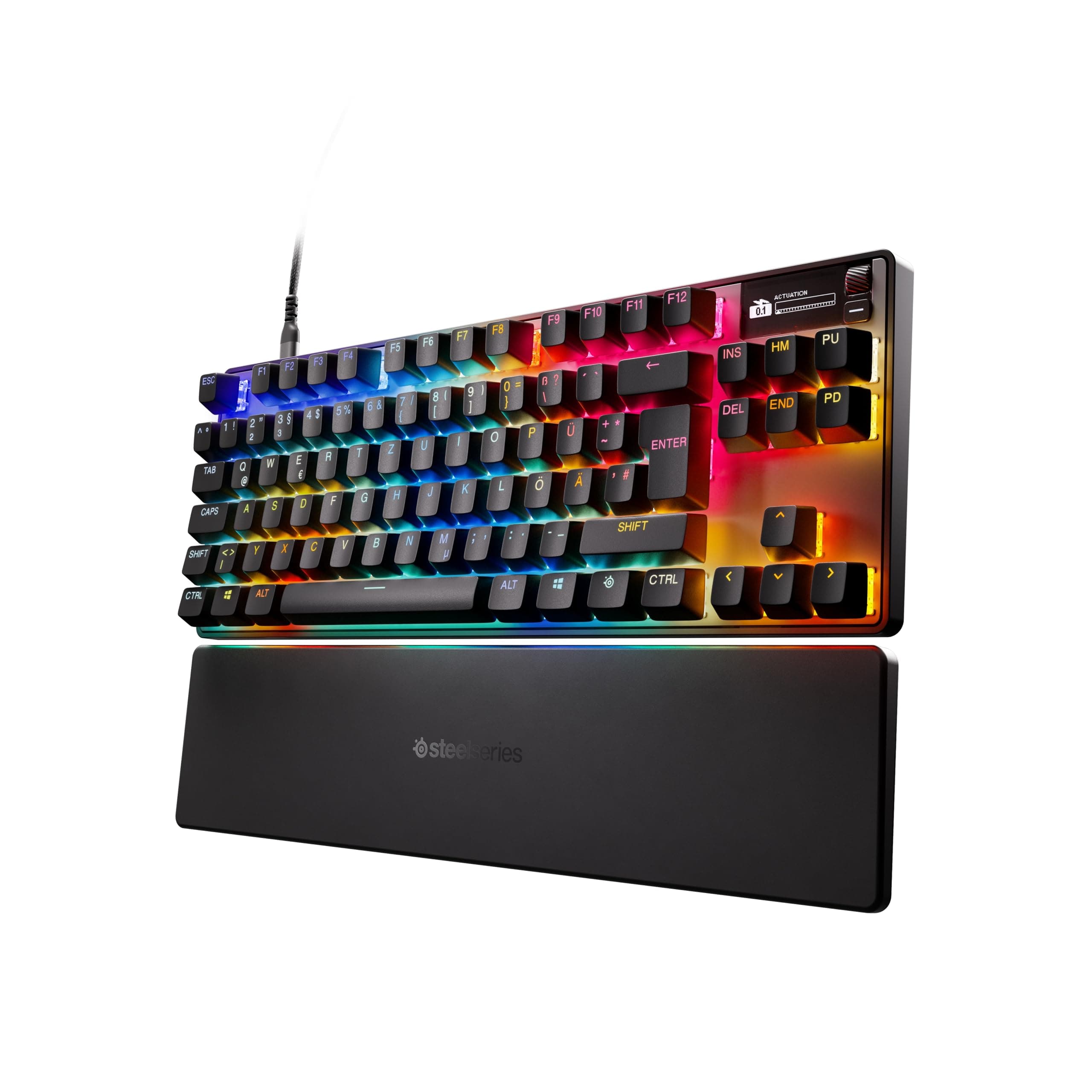 SteelSeries Apex Pro TKL Gen 3 - Gaming Keyboard - Hall Effect Switches; OmniPoint 3.0 - Adjustable Actuation - Game-Ready Presets - Rapid Trigger, Protection Mode, Rapid Tap/SOCD - German QWERTZ