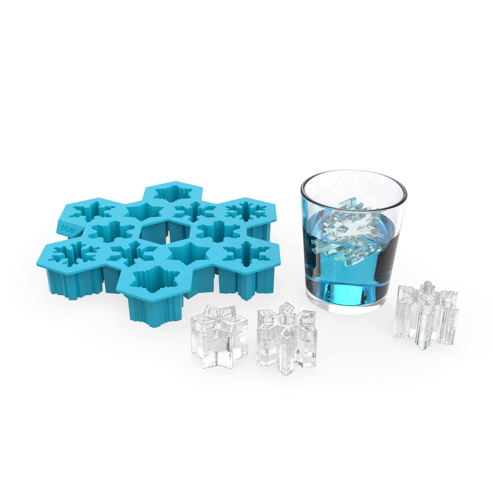 True Zoo 3340 5.75 Inch Snowflake Silicone Ice Cube Tray – Makes 6 Snowflakes 2.54x17.78x14.605 cm, Blue