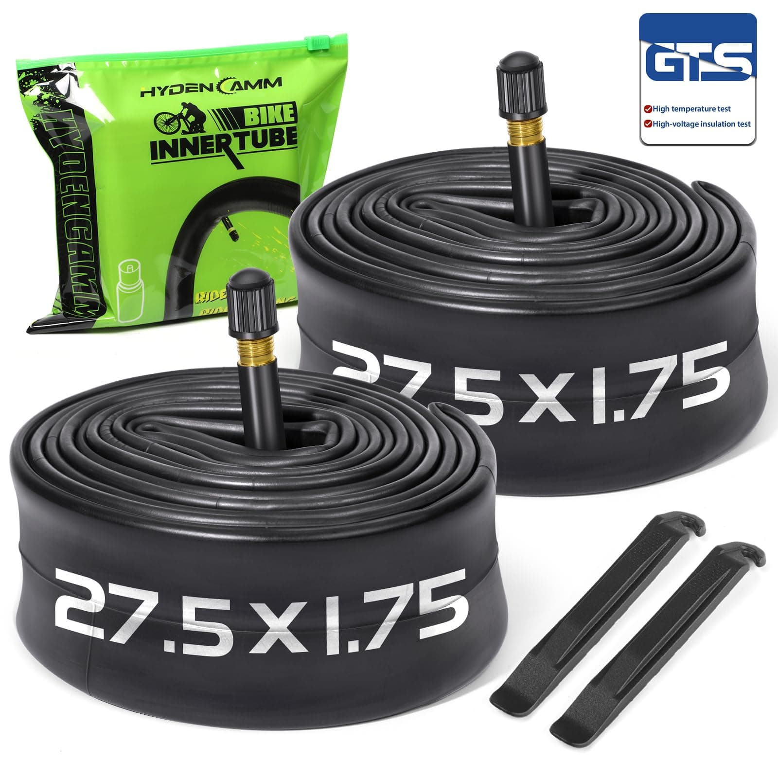 2 Pack 12"/14"/16"/18"/ 20"/ 22"/24"/ 26"/27.5"/28"/29" x1.75/1.95/2.10/2.125 Bicycle Tube with 2 Tire Levers, with 32mm AV Schrader Valve, Reliable Inner Tube for Kids/Road/MTB Bike (2 of One Size)