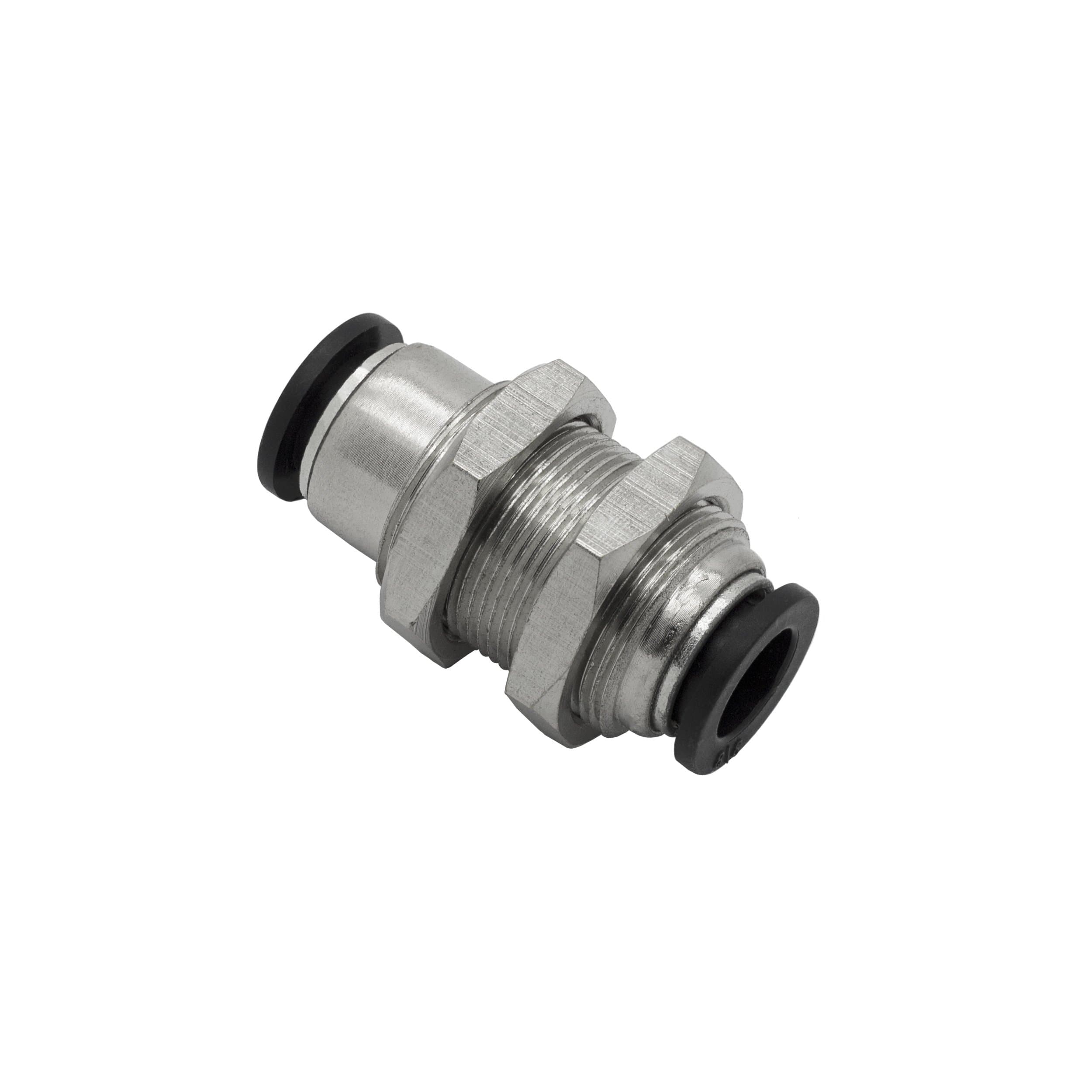 PneumaticPlus PMM-3/8 Push to Connect Tube Fitting, Bulkhead Union - 3/8" Tube OD x 3/8" Tube OD (10 per Pack)