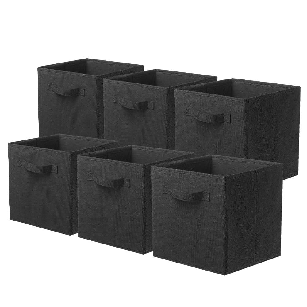 ShellKingdom Foldable Fabric Storage Cubes And Cloth Organizer Drawer For Closet And Toys, 6 Pack (Black)