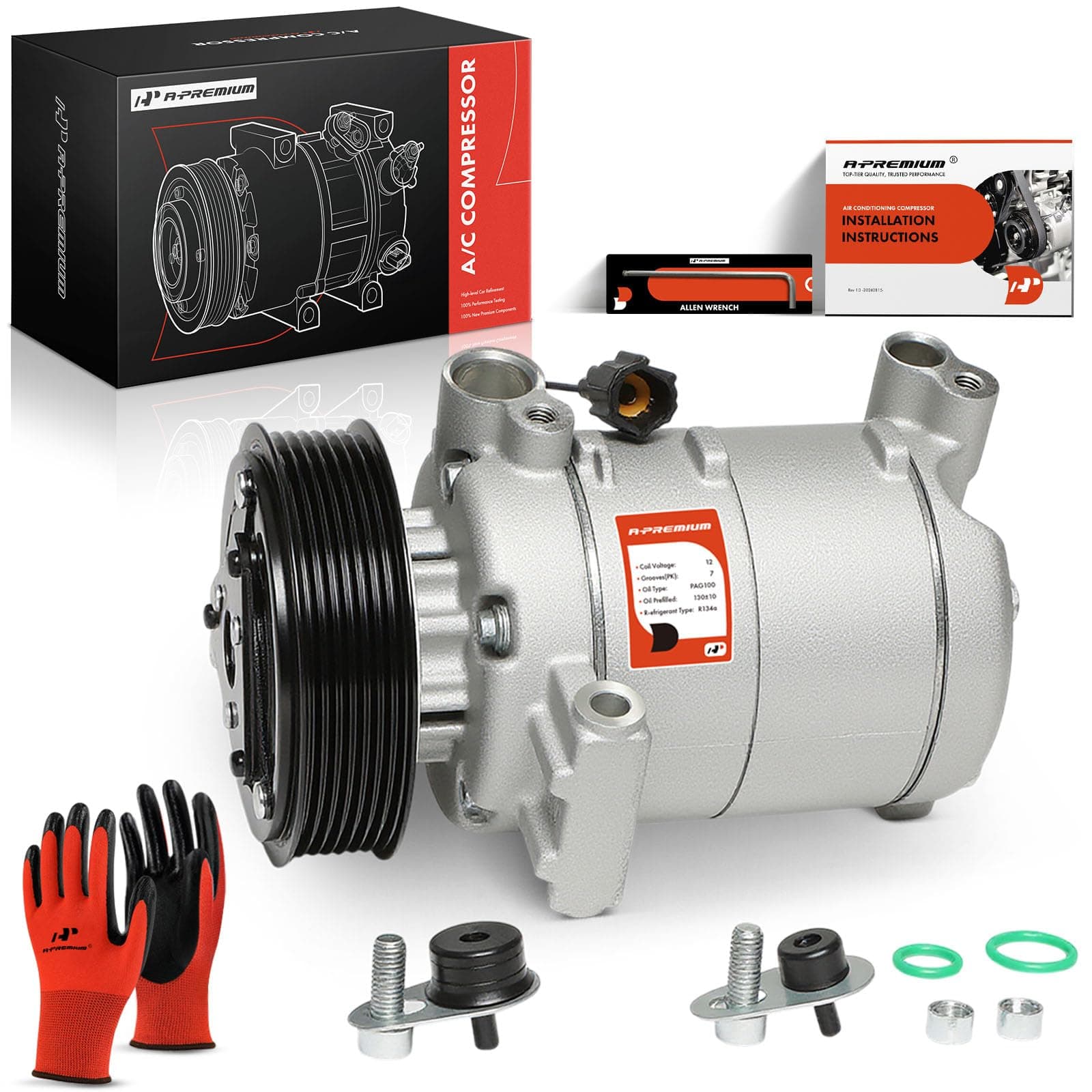 A-Premium AC Compressor with Clutch Compatible with Nissan Frontier 2005-2019 Xterra 2005-2015 V6 4.0L