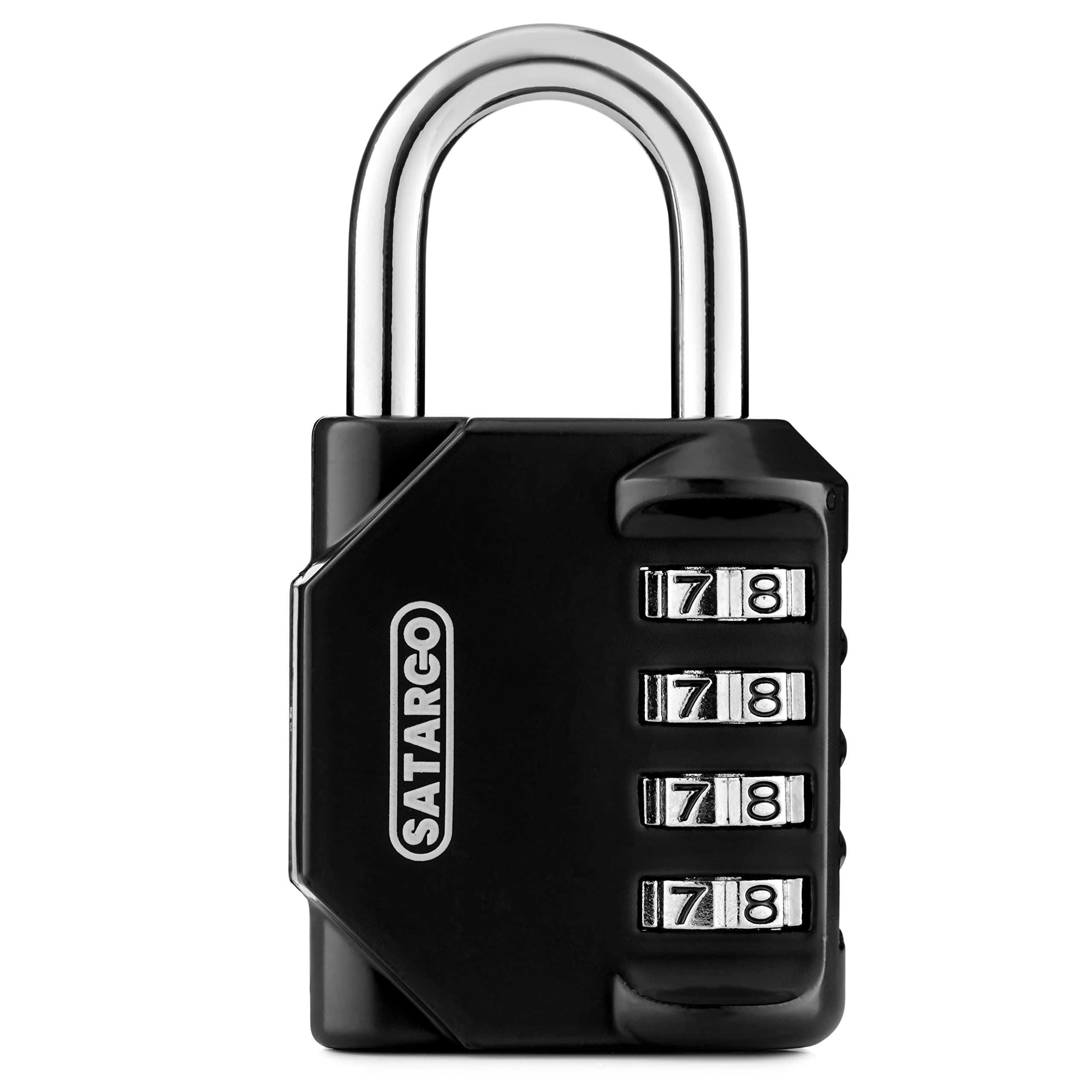 4 Digit Combination Lock for Locker Room Cut Resistant Gym Padlock with Code - Indoor Outdoor Small Combo (Black)
