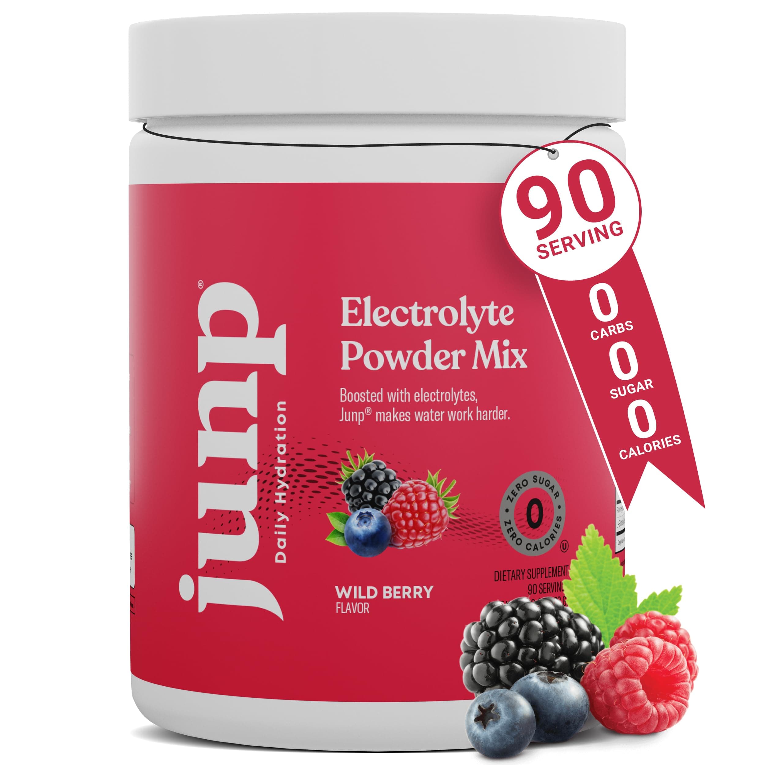 Hydration Electrolyte Powder, Electrolytes Drink Mix Supplement, Zero Calories Sugar and Carbs, Kosher, Wild Berry Flavor, 90 Servings