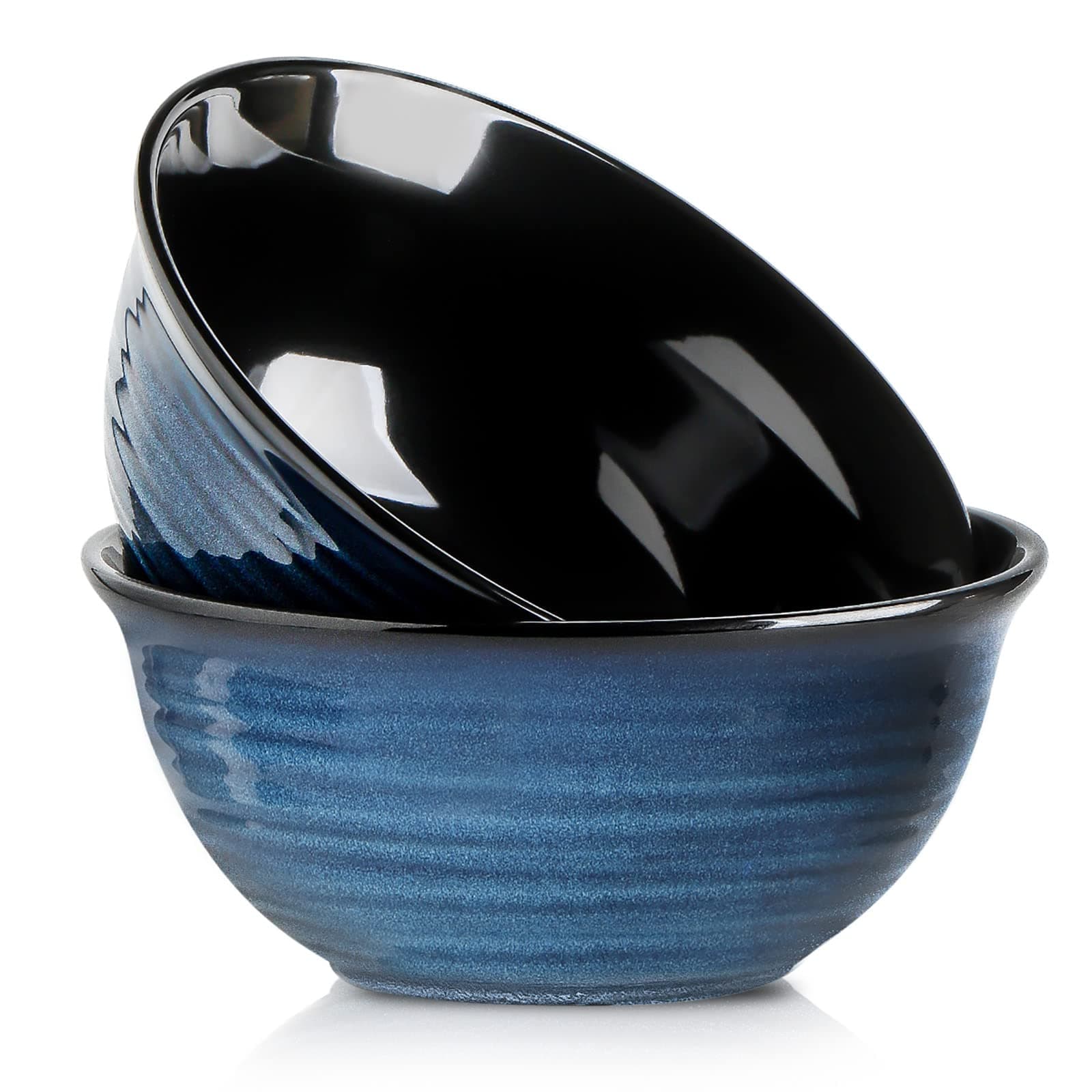 Ceramic Serving Bowls, 9 Inch Large Salad Bowls for Kitchen, 84 Ounce Mixing Bowl Set of 2, Ideal for Soup Pho Pasta Popcorn, Dishwasher & Microwave Safe(Blue)