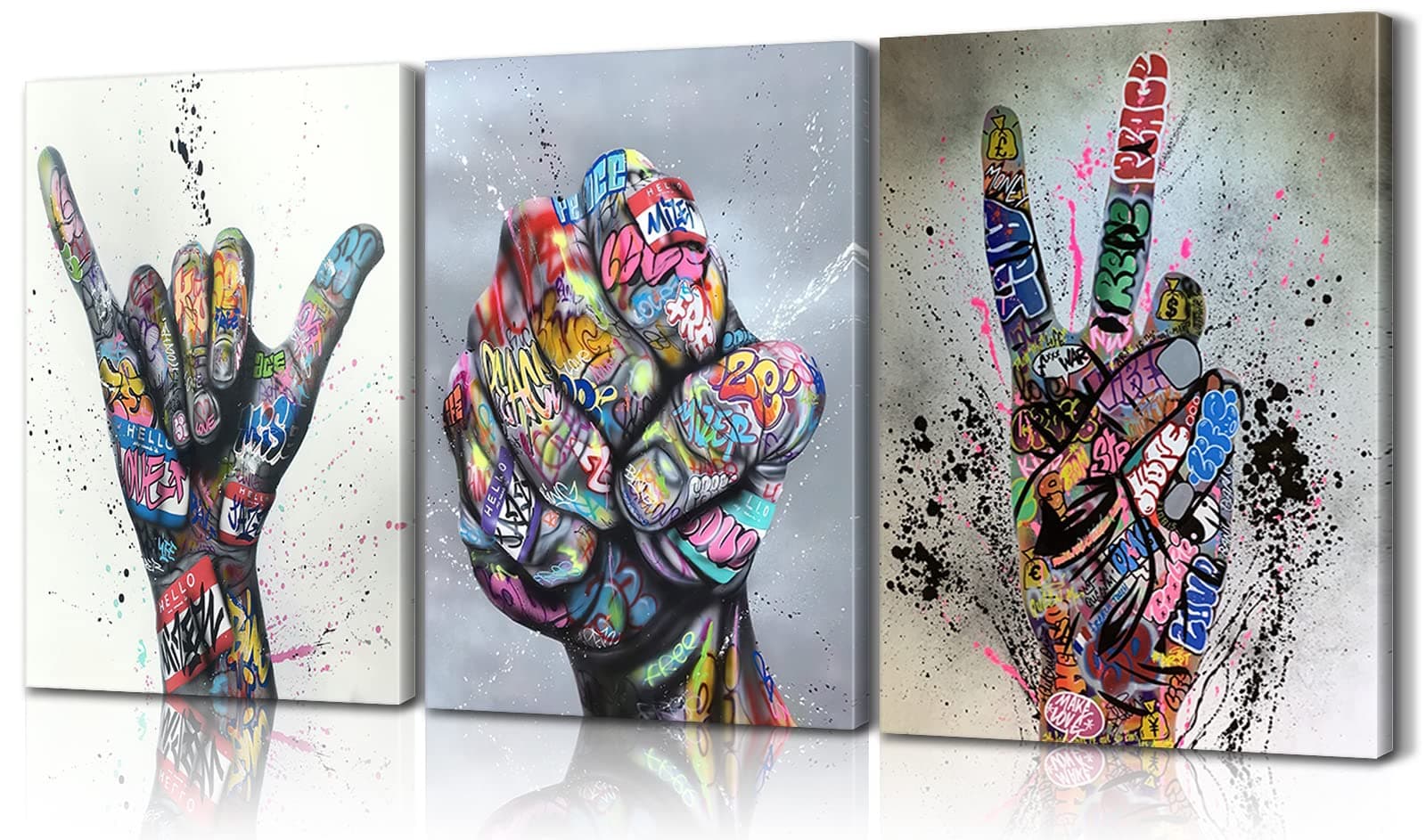 3 Piece Pop Art Poster Graffiti Art Wall Decor Graffiti Art Street Art Colorful Paintings for Wall Graffiti Canvas Wall Art Graffiti Poster for Bedroom Living Room Decor (12''Wx16''Hx3PCS)