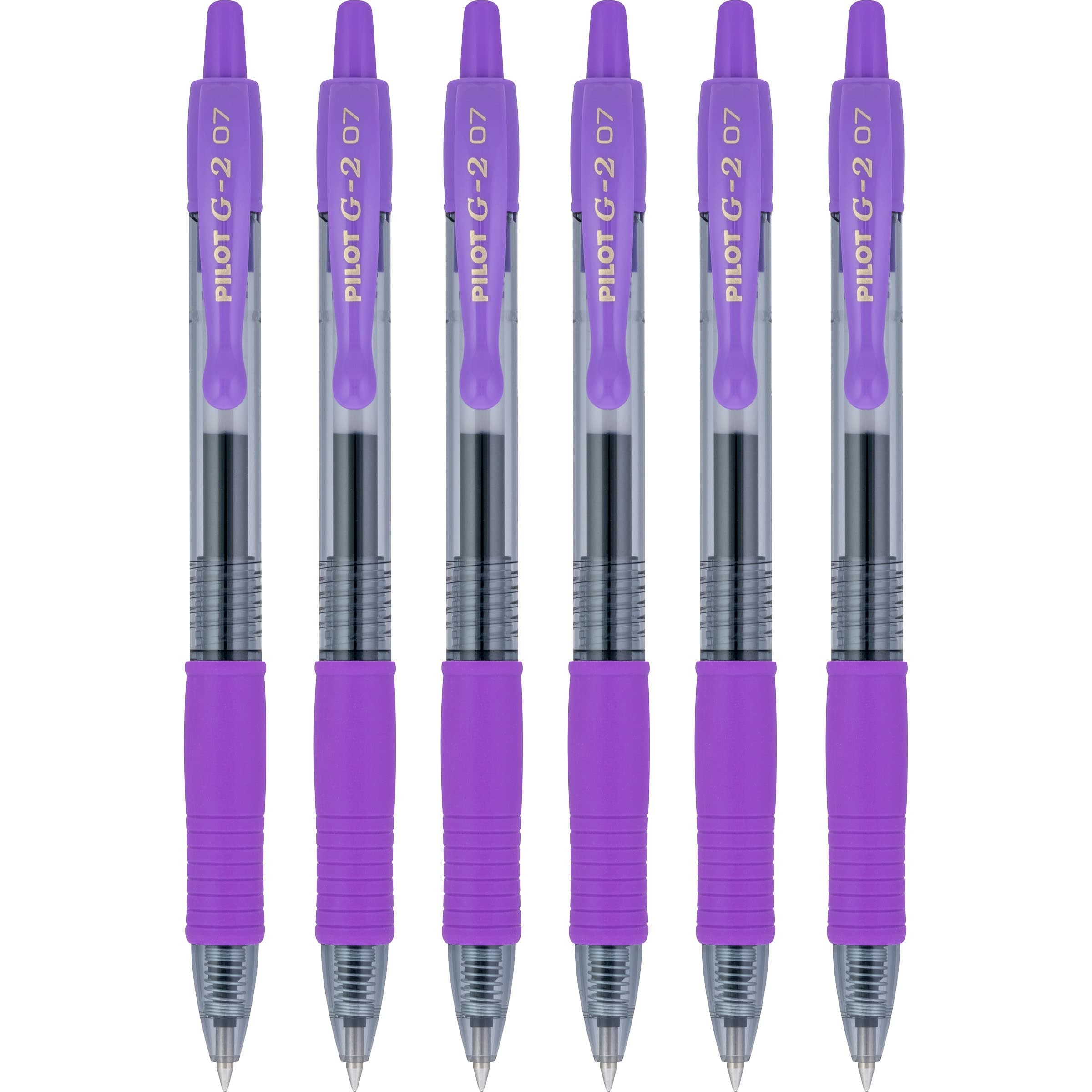 Pilot G2 Retractable Rollerball Gel Pens, Fine Point, 0.7mm, Purple Ink, 6 Count