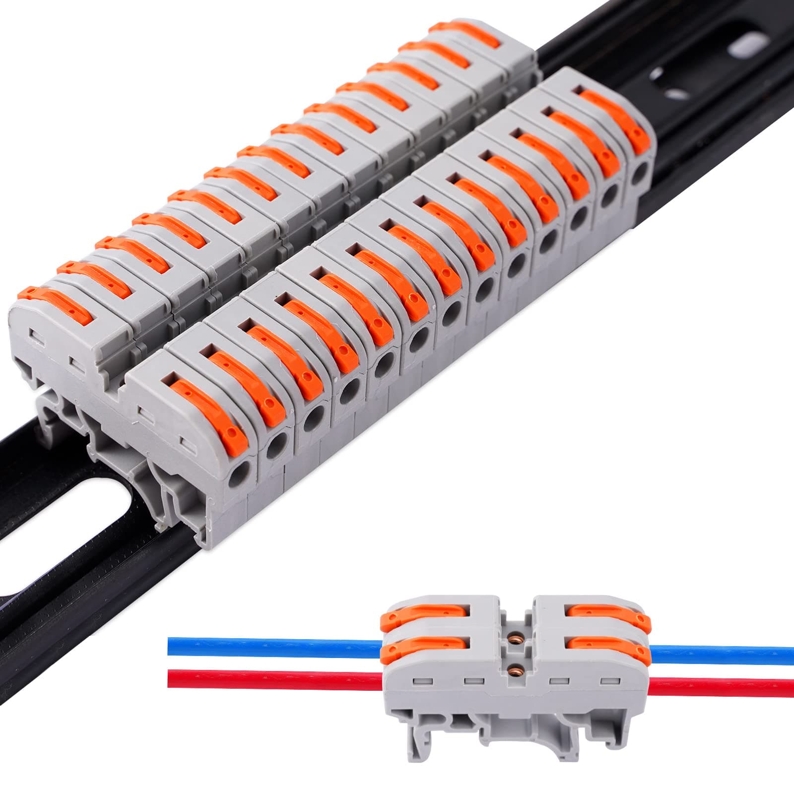 50PCS DIN Rail Connectors Block Terminal Kit,Universal Class Terminal Blocks ...