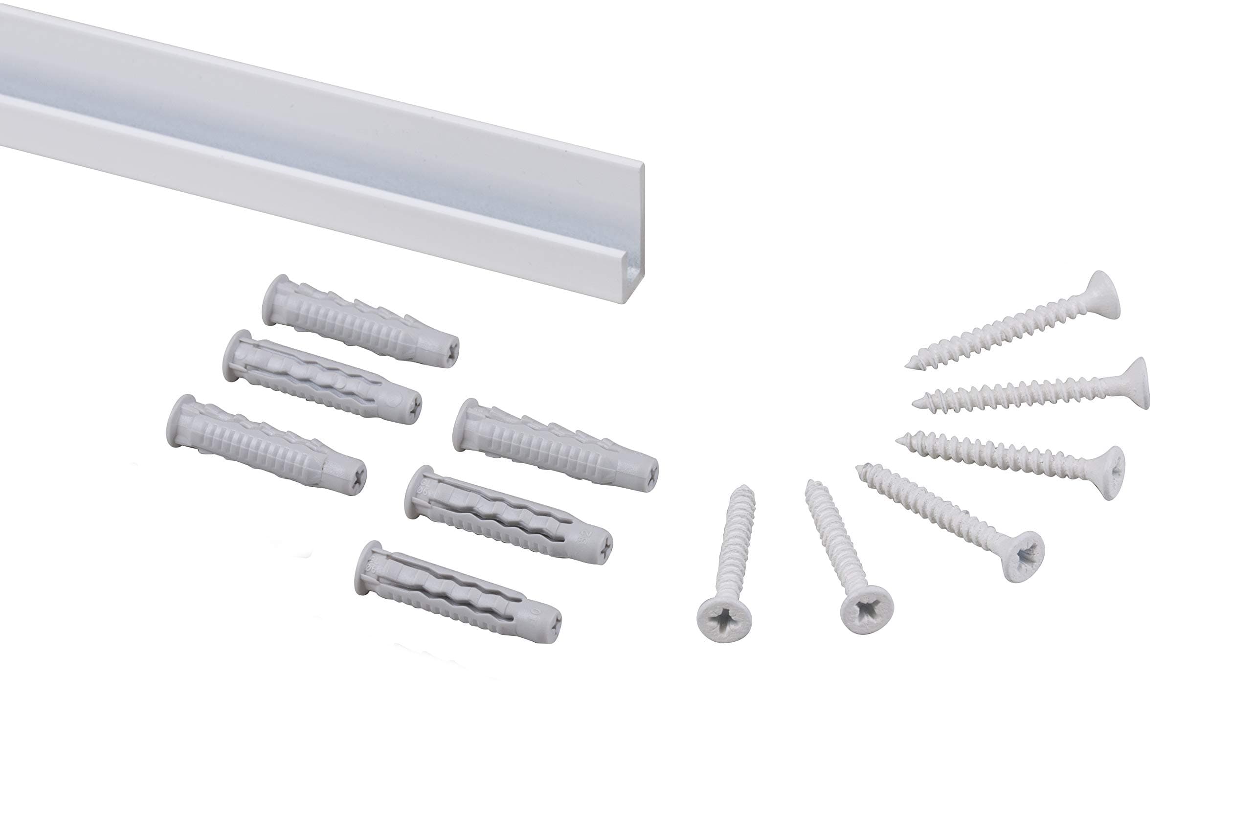 STAS j-Rail max Art Gallery Hanging System - Covers 4.92 ft of Wall Space - Art Display Rail for Museum & Gallery Picture Rail with Installation Hardware (White Rails)