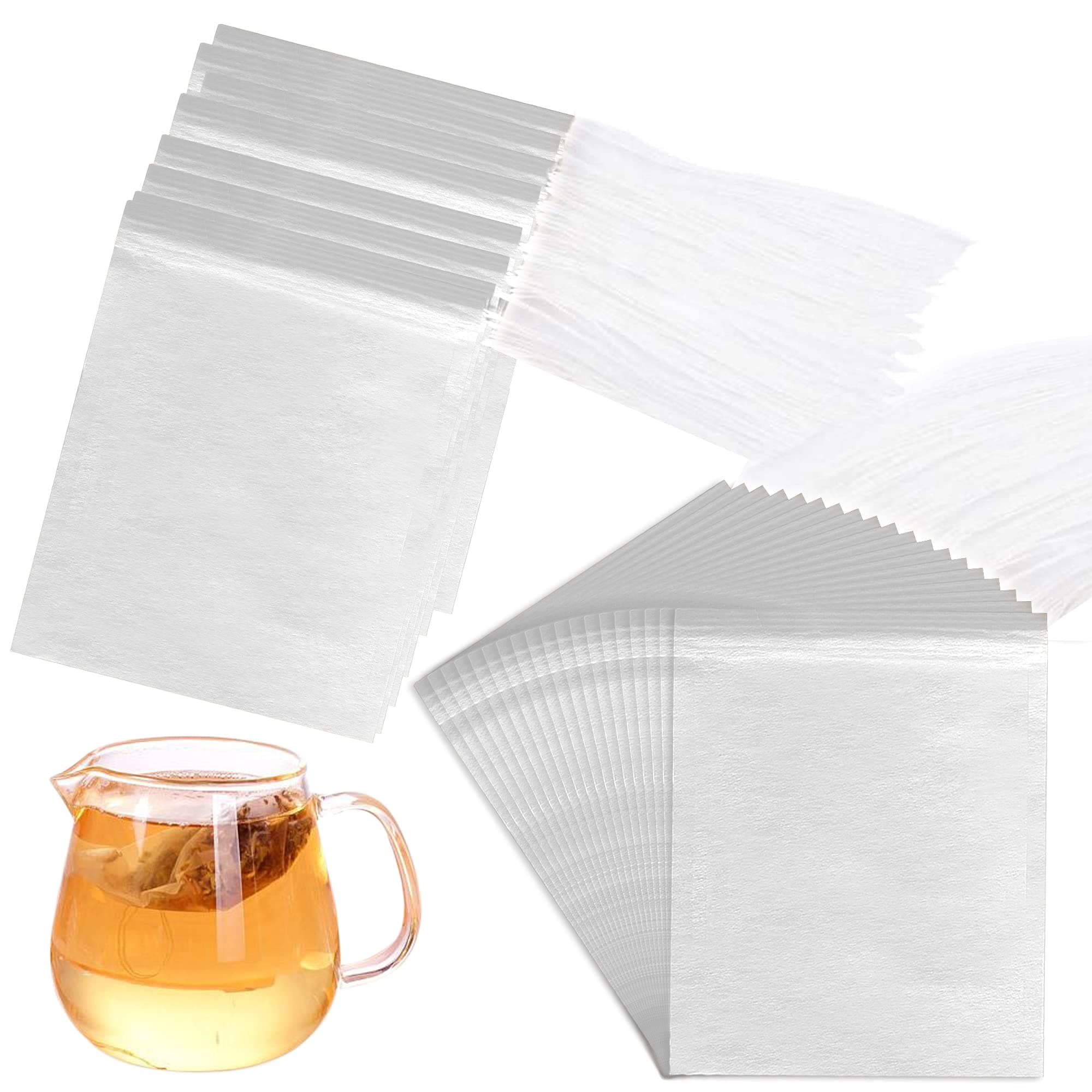 SUNUNICO Disposable Drawstring Tea Filter Bags, Empty Heat Seal Tea Infuser Bag for Herb& Tea Loose Leaf Pack of 200