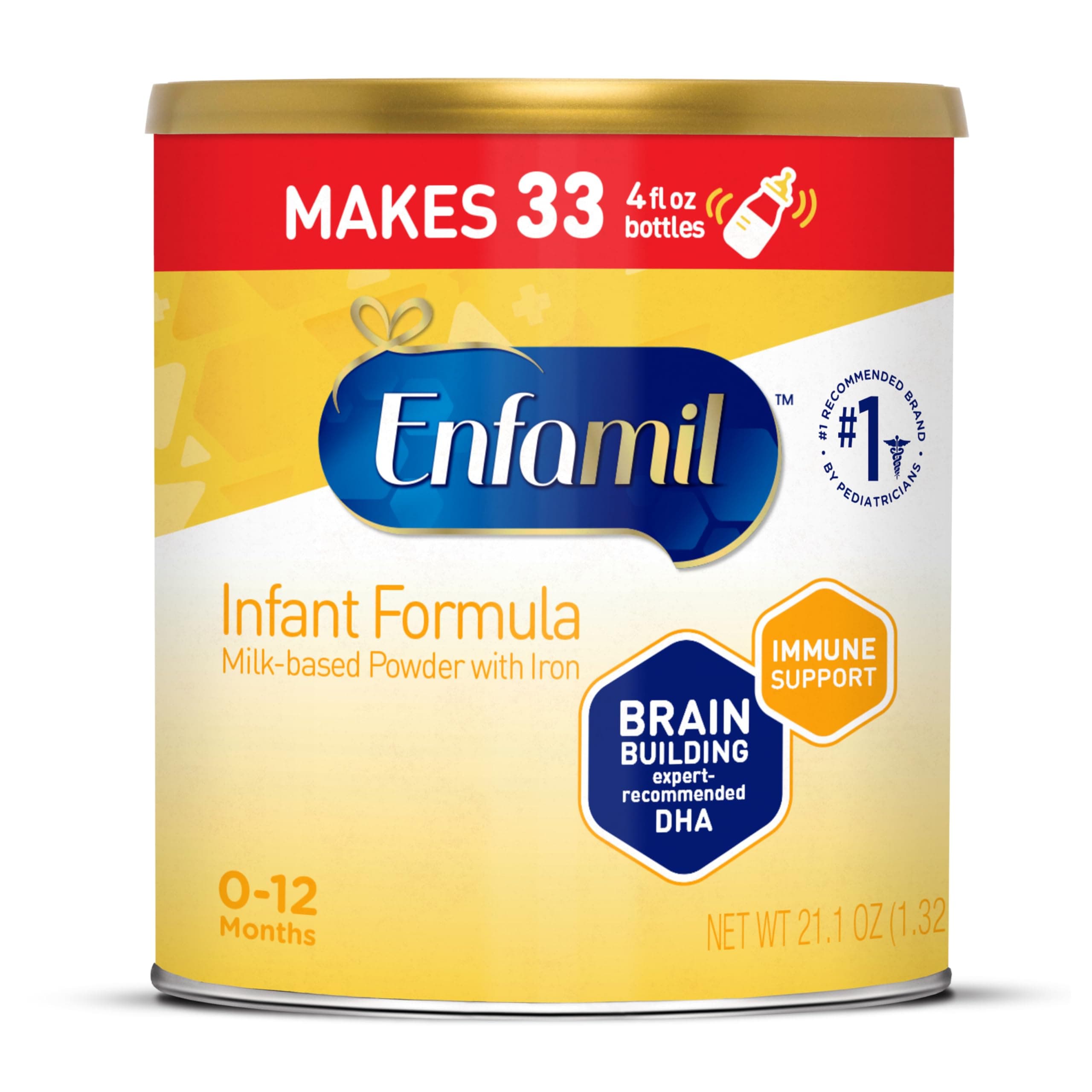 Infant Formula, Milk-based Baby Formula with Iron, Omega-3 DHA & Choline, Powder Can, 21.1 Oz