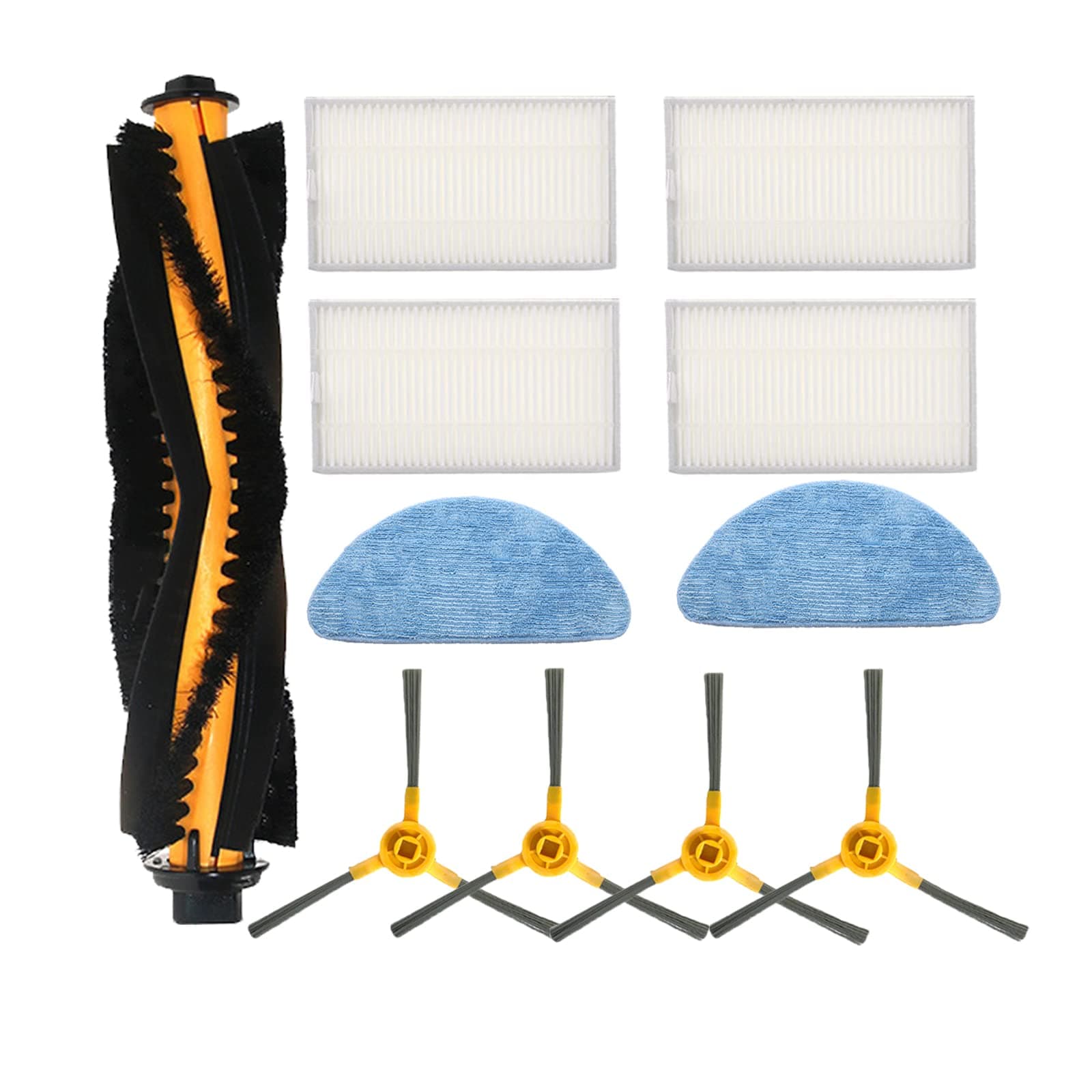 Replacement Accessories for iHome AutoVac Eclipse iHRV1 / Eclipse G iHRV2 Robot Vacuum Include 1Main Brush 4 Side Brushes 4 Filters 2 Mop Pads Spare Parts