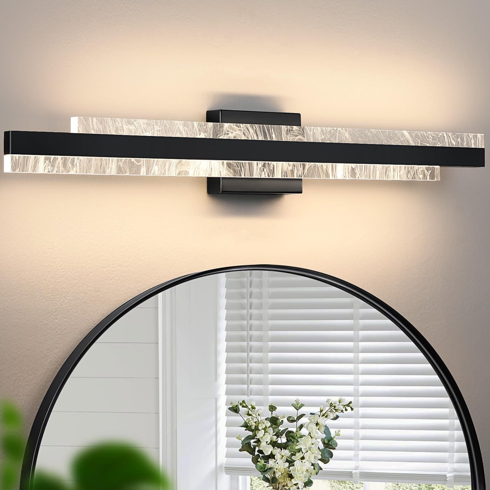 Modern Bathroom Vanity Light: Matte Black 32 inch 28W Dimmable LED Bath Bar Light Fixtures Over Mirror - Wall Sconce Picture Lights for Paintings Cabinets Bedroom 3000k